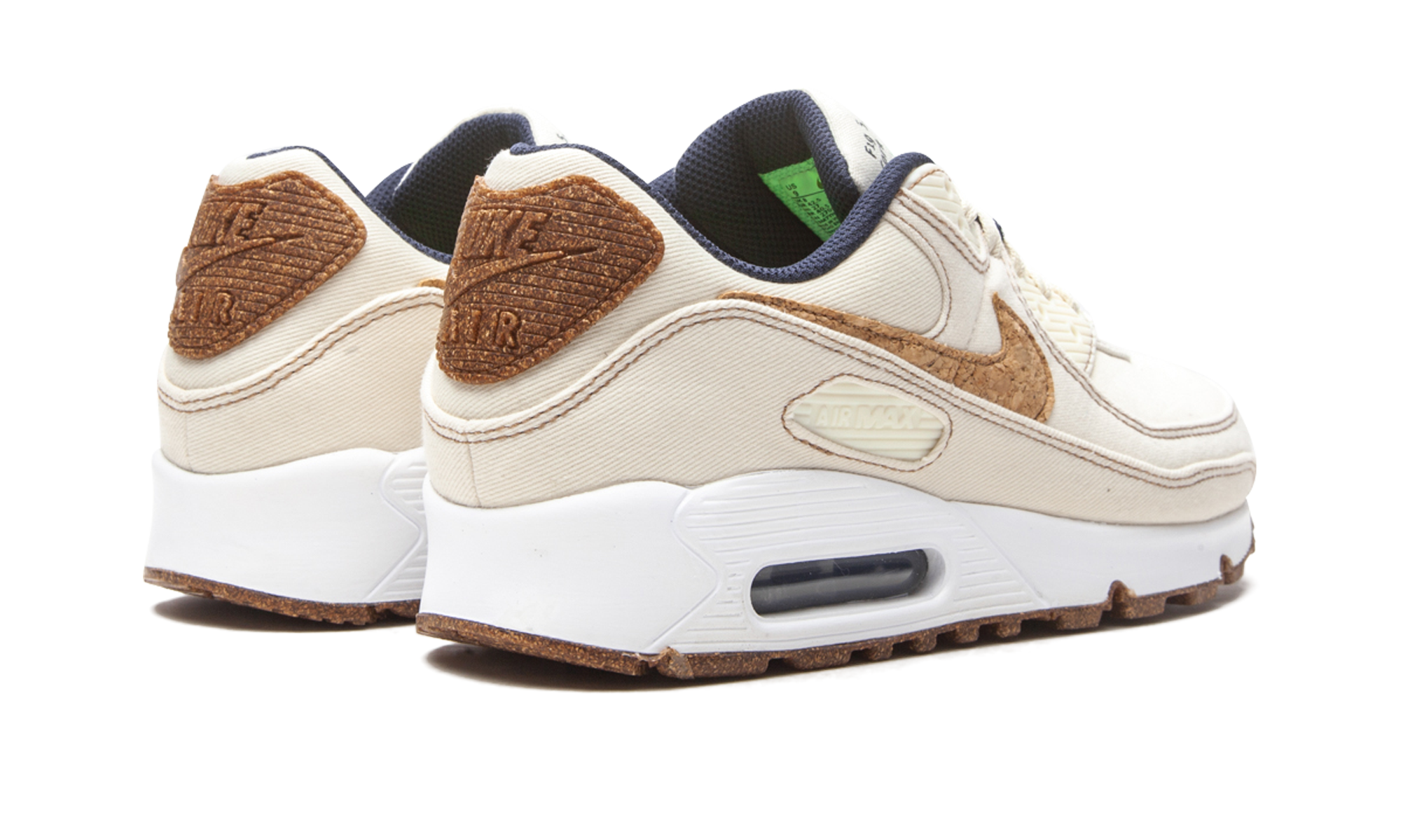 nike air max 90 cork coconut milk+DD0385-100+diagnol right behind view