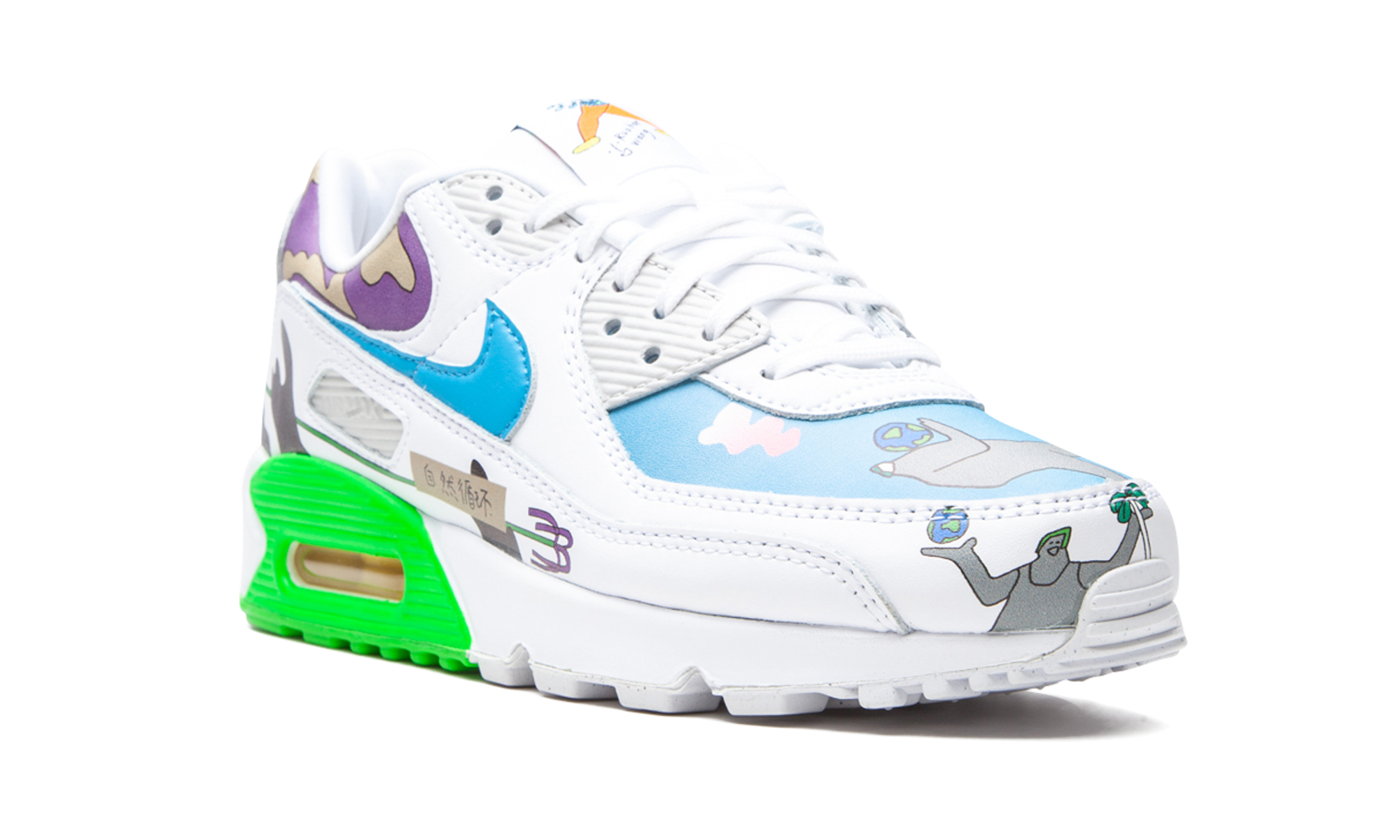 nike air max 90 flyleather ruohan wang+CZ3992-900+diagnol right view