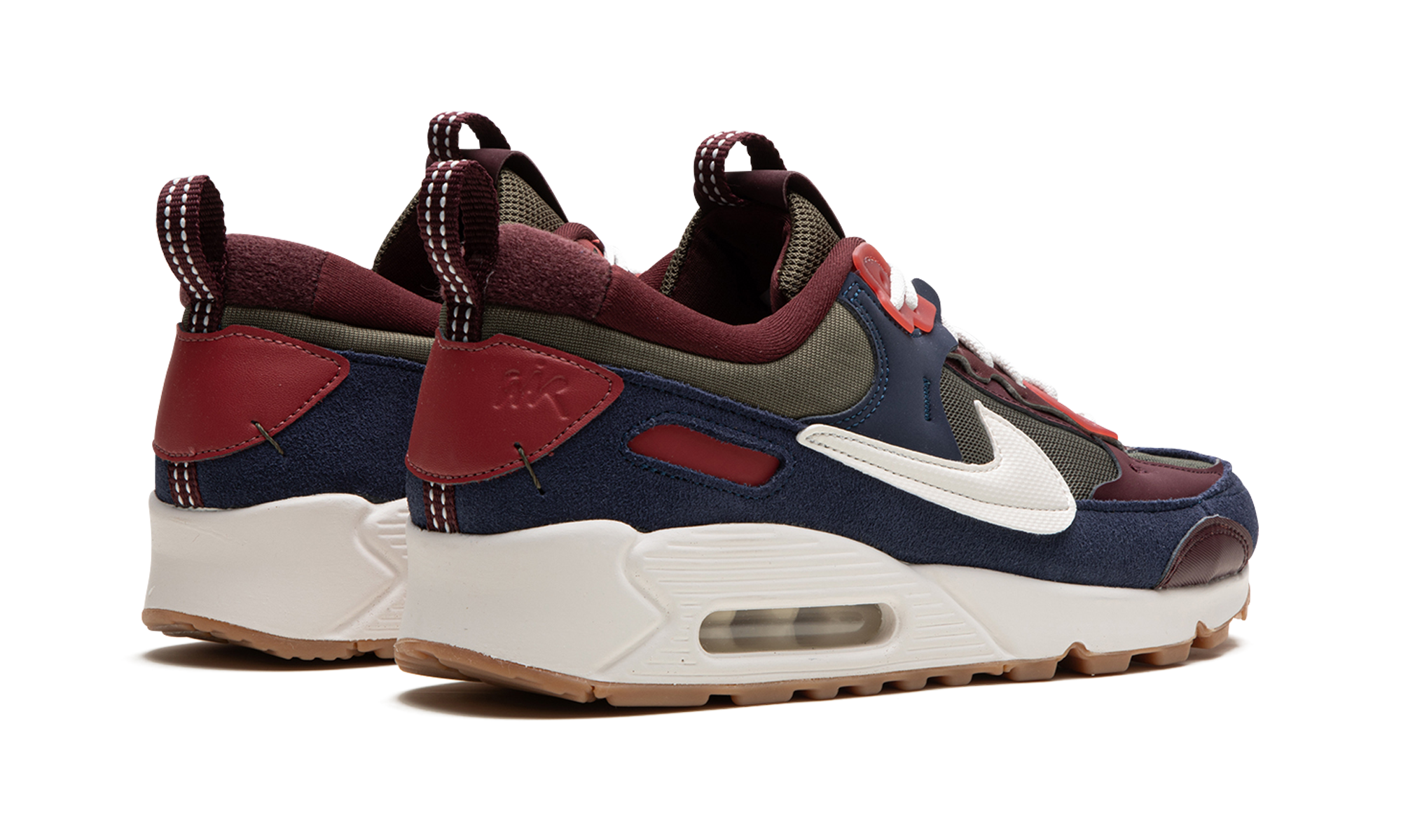 nike air max 90 futura medium olive navy women s+DM9922-200+diagnol right behind view