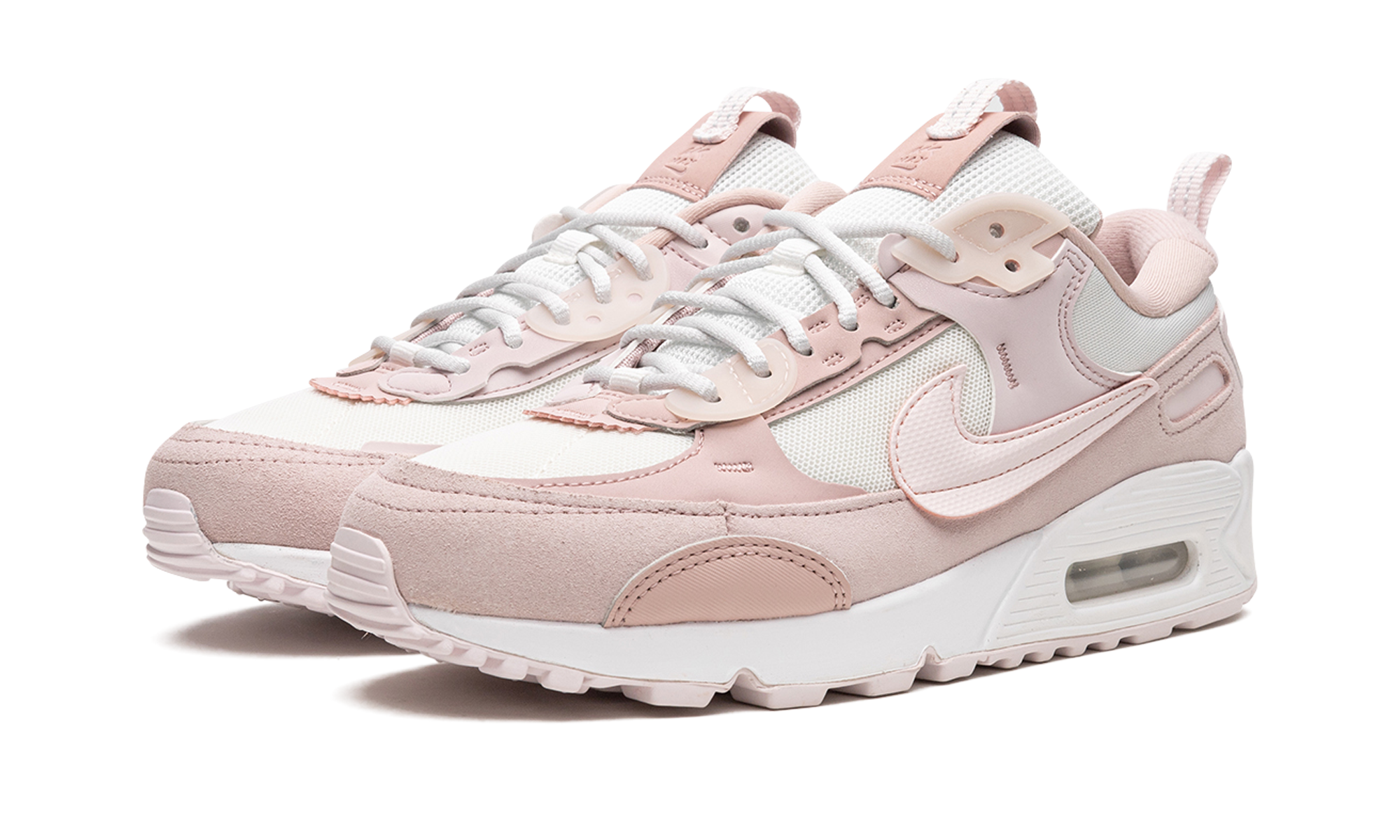 nike air max 90 futura summit white barely rose women s+DM9922-104+diagnol left view