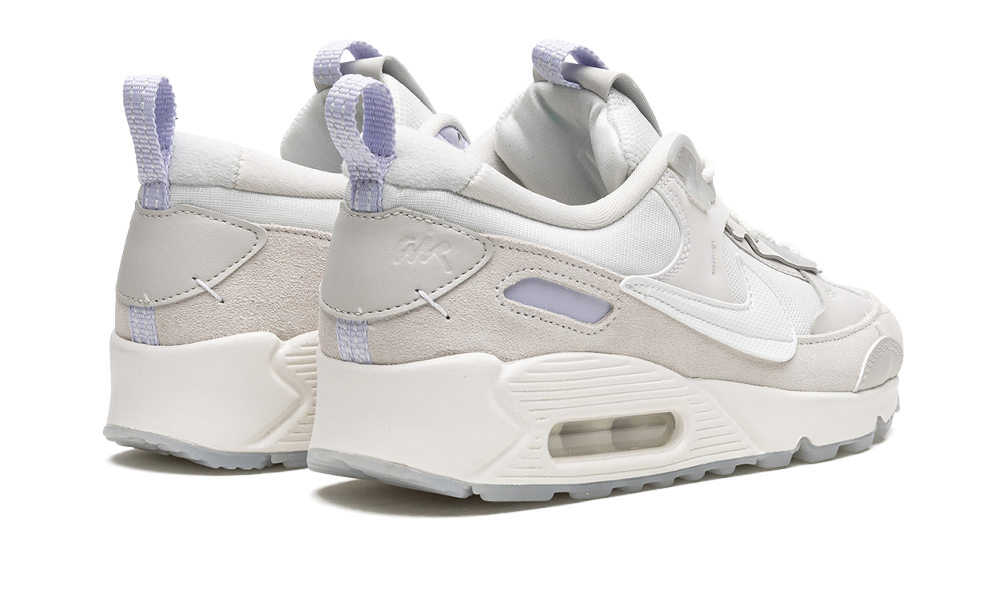 nike air max 90 futura summit white light bone women s+DM9922-102+diagnol right behind view