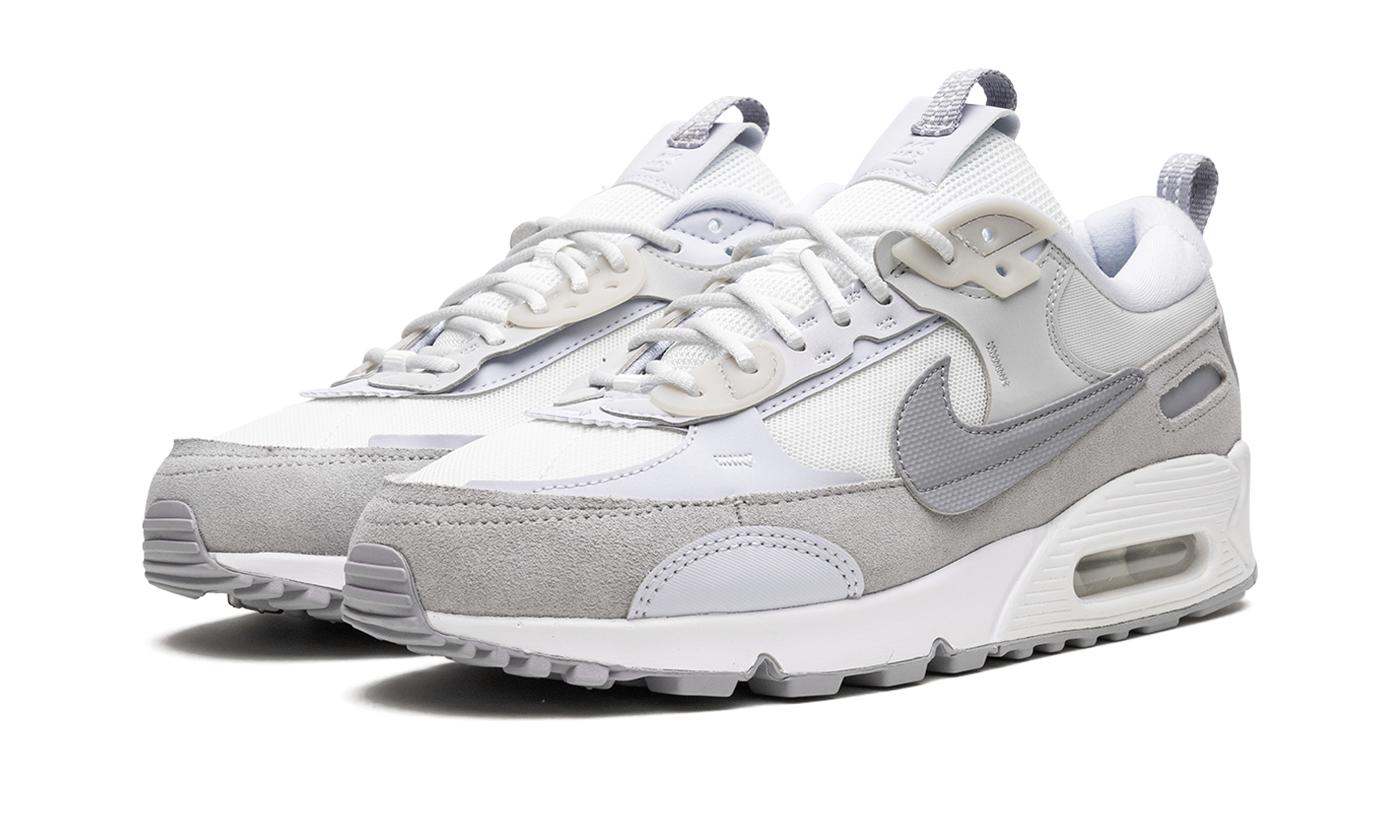 nike air max 90 futura summit white pure platinum women s+DM9922-103+diagnol left view