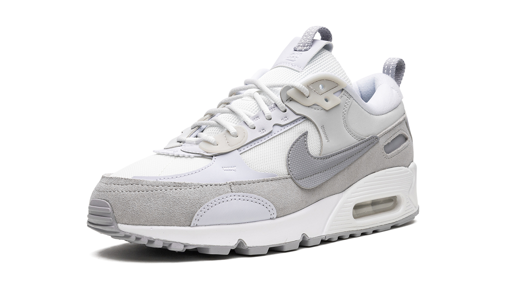 nike air max 90 futura summit white pure platinum women s+DM9922-103+left diagnol single view
