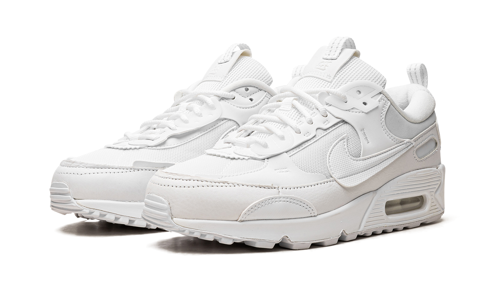 nike air max 90 futura triple white women s+DM9922-101+diagnol left view