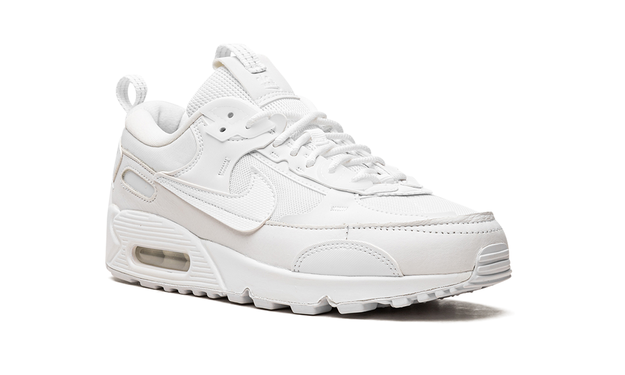 nike air max 90 futura triple white women s+DM9922-101+diagnol right view