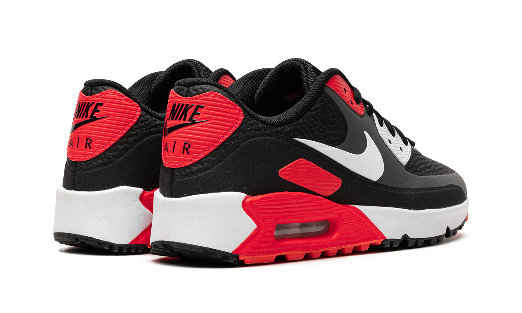 nike air max 90 golf iron grey infra red 23+CU9978-010+diagnol right behind view