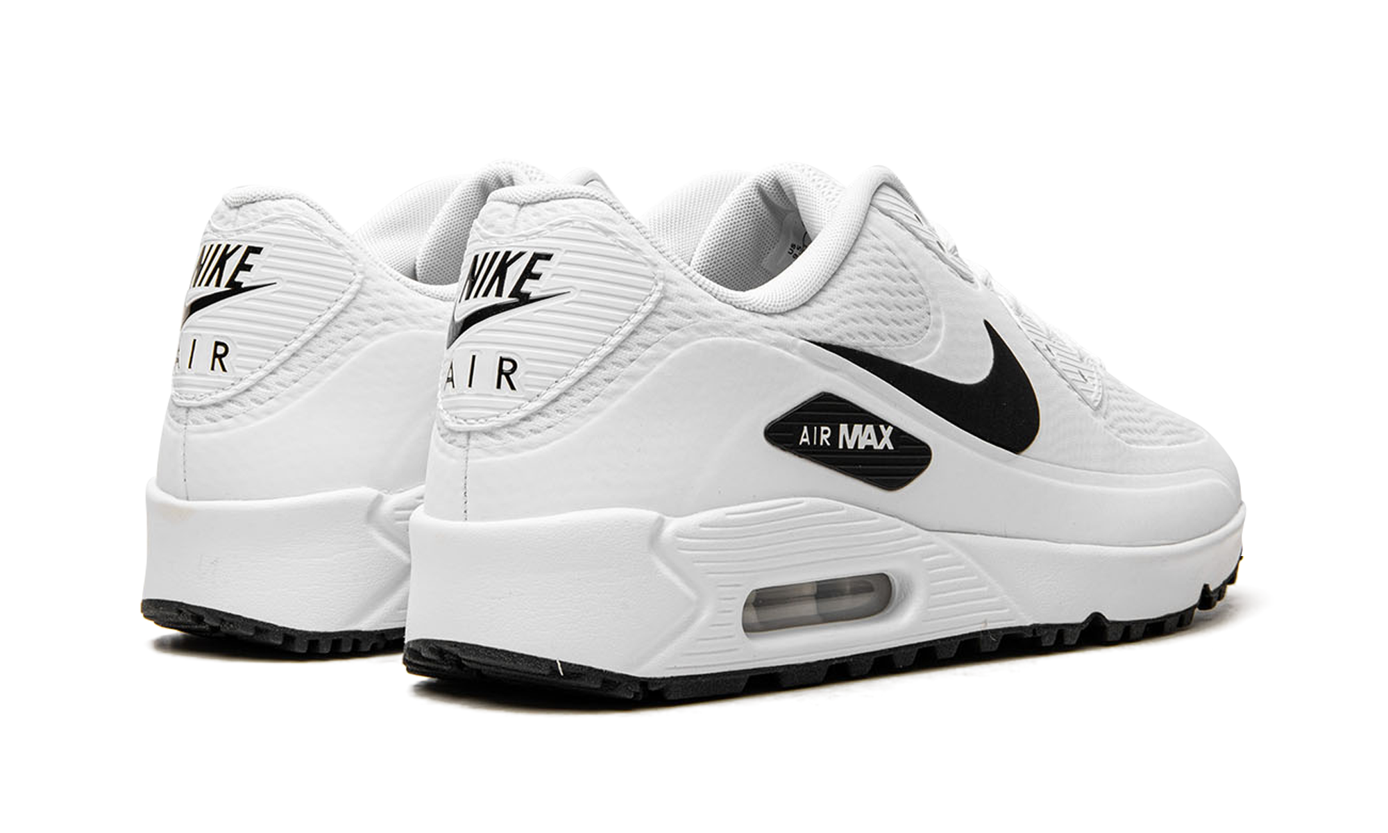 nike air max 90 golf white black+CU9978-101+diagnol right behind view