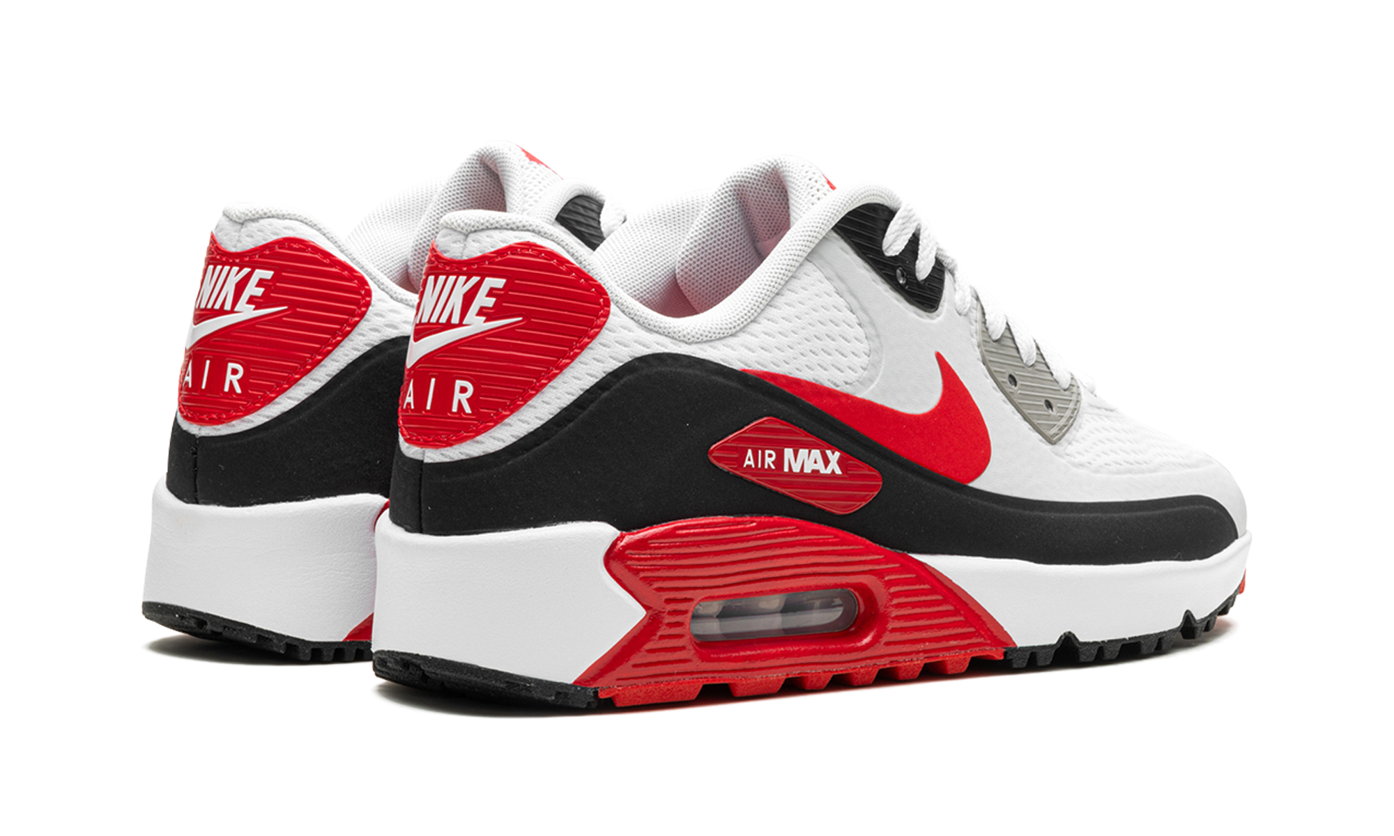 nike air max 90 golf white black university red+DX5999-162+diagnol right behind view
