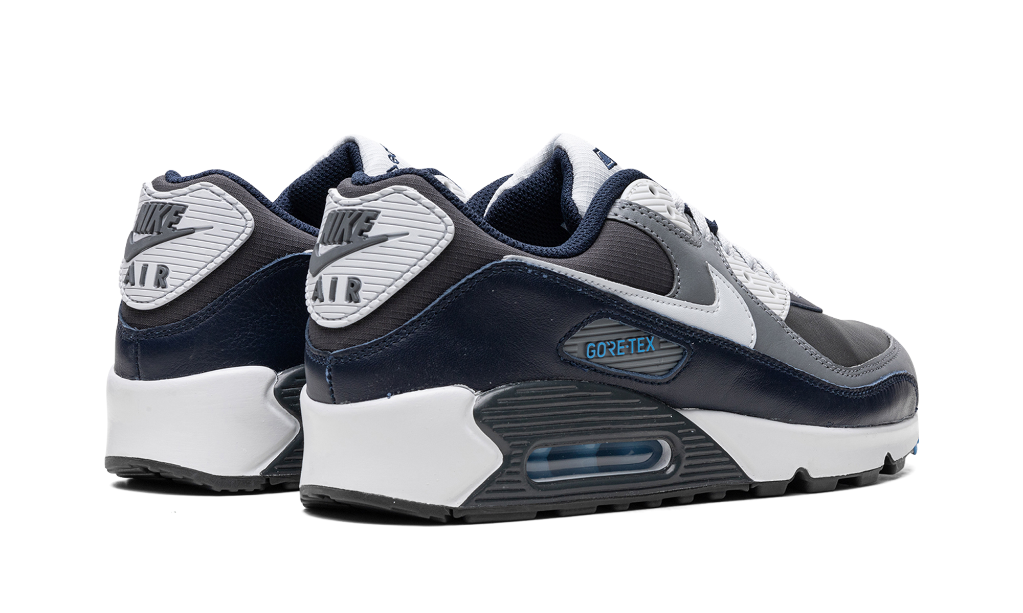 nike air max 90 gore tex anthracite obsidian+DJ9779-004+diagnol right behind view