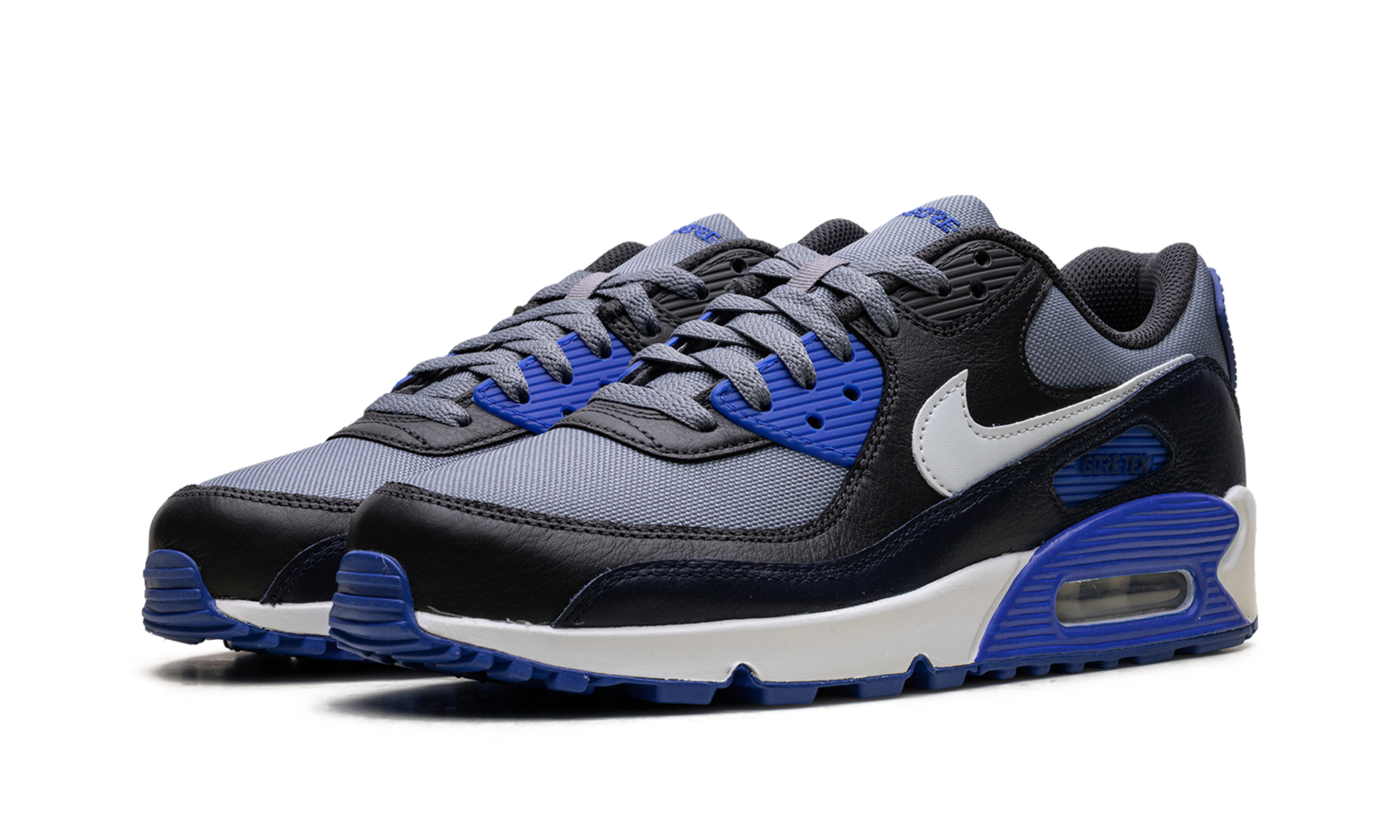 nike air max 90 gore tex cool grey anthracite obsidian pure platinum+FD5810-003+diagnol left view