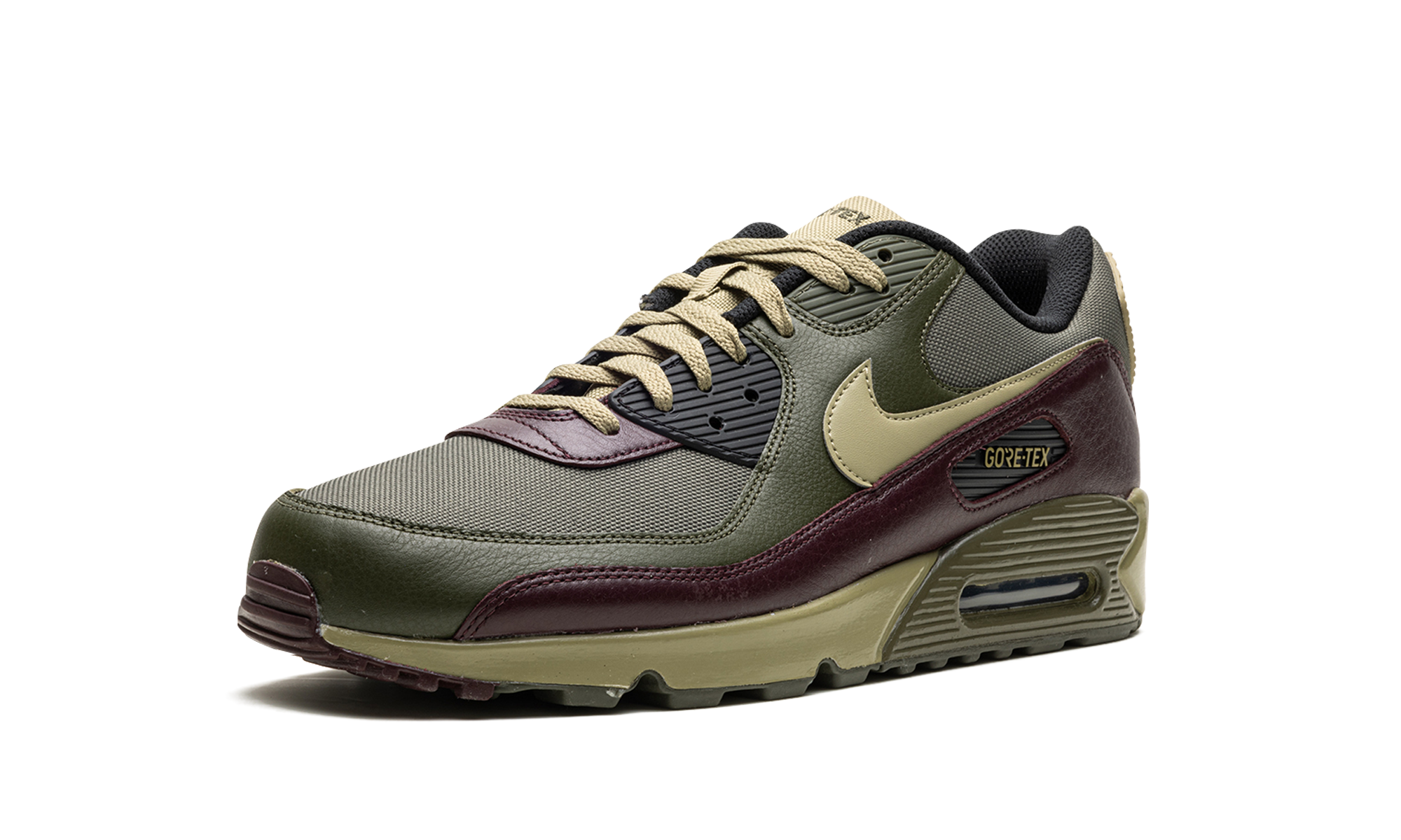 nike air max 90 gore tex medium olive+FD5810-200+left diagnol single view