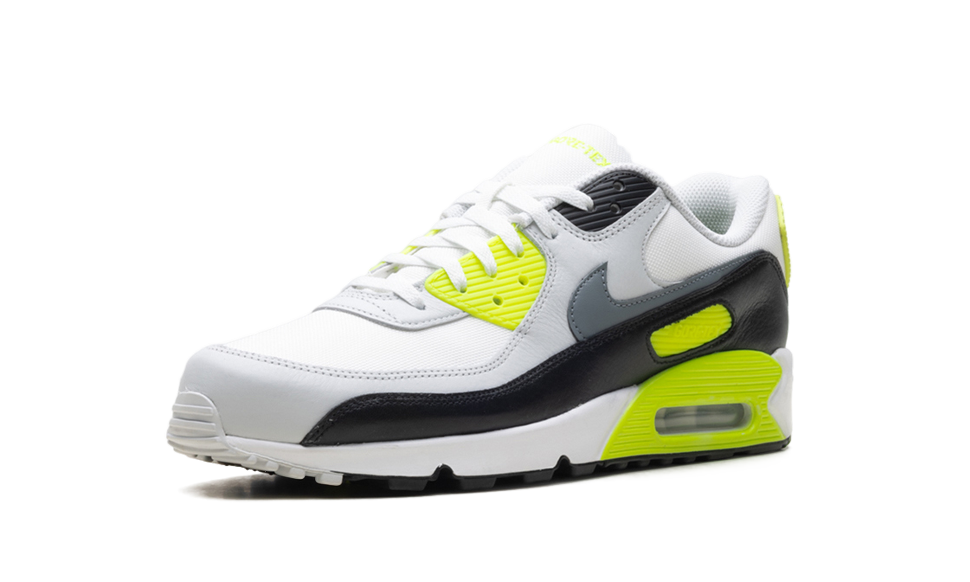 nike air max 90 gore tex summit white volt black cool grey+FD5810-102+left diagnol single view