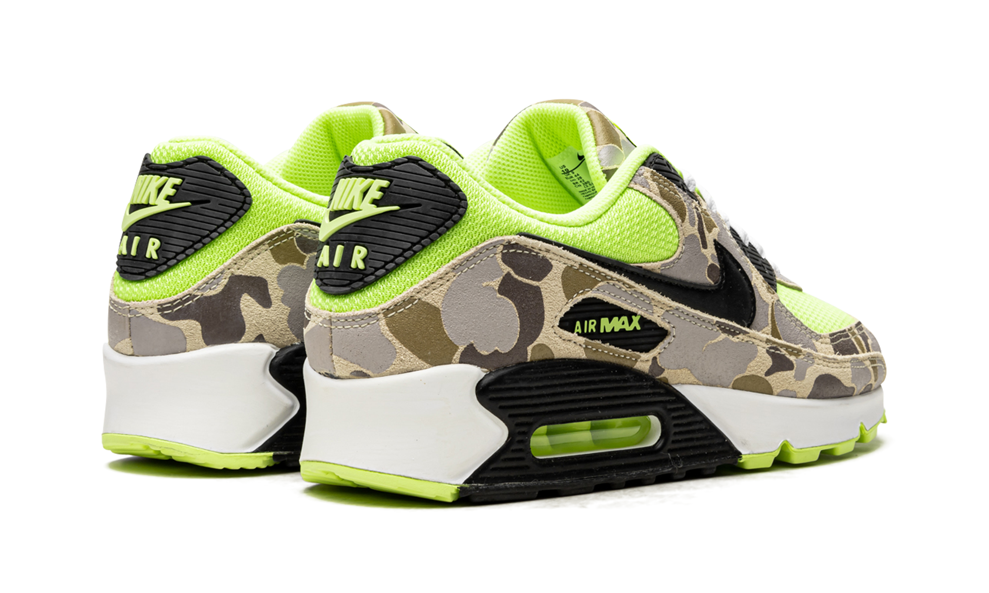 nike air max 90 green camo+CW4039-300+diagnol right behind view