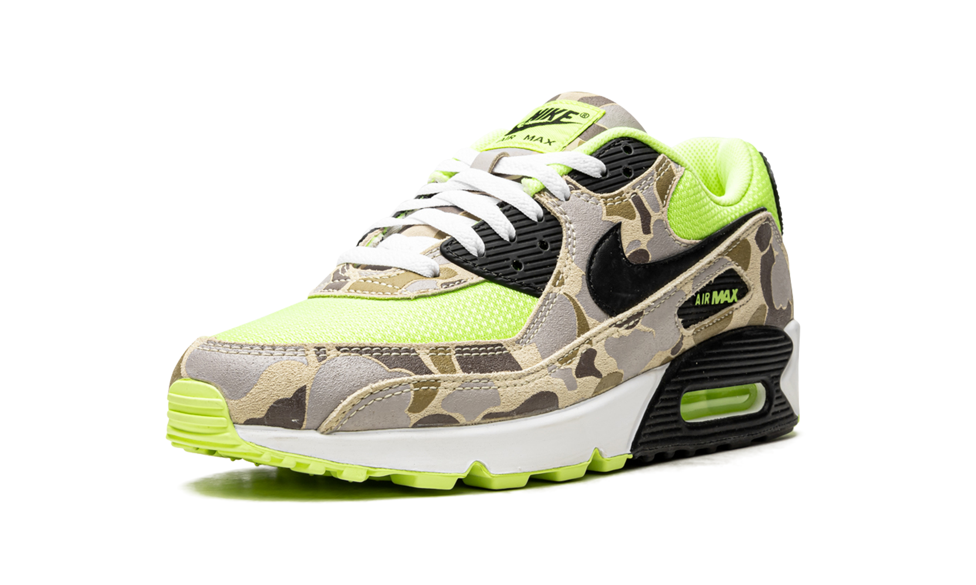 nike air max 90 green camo+CW4039-300+left diagnol single view