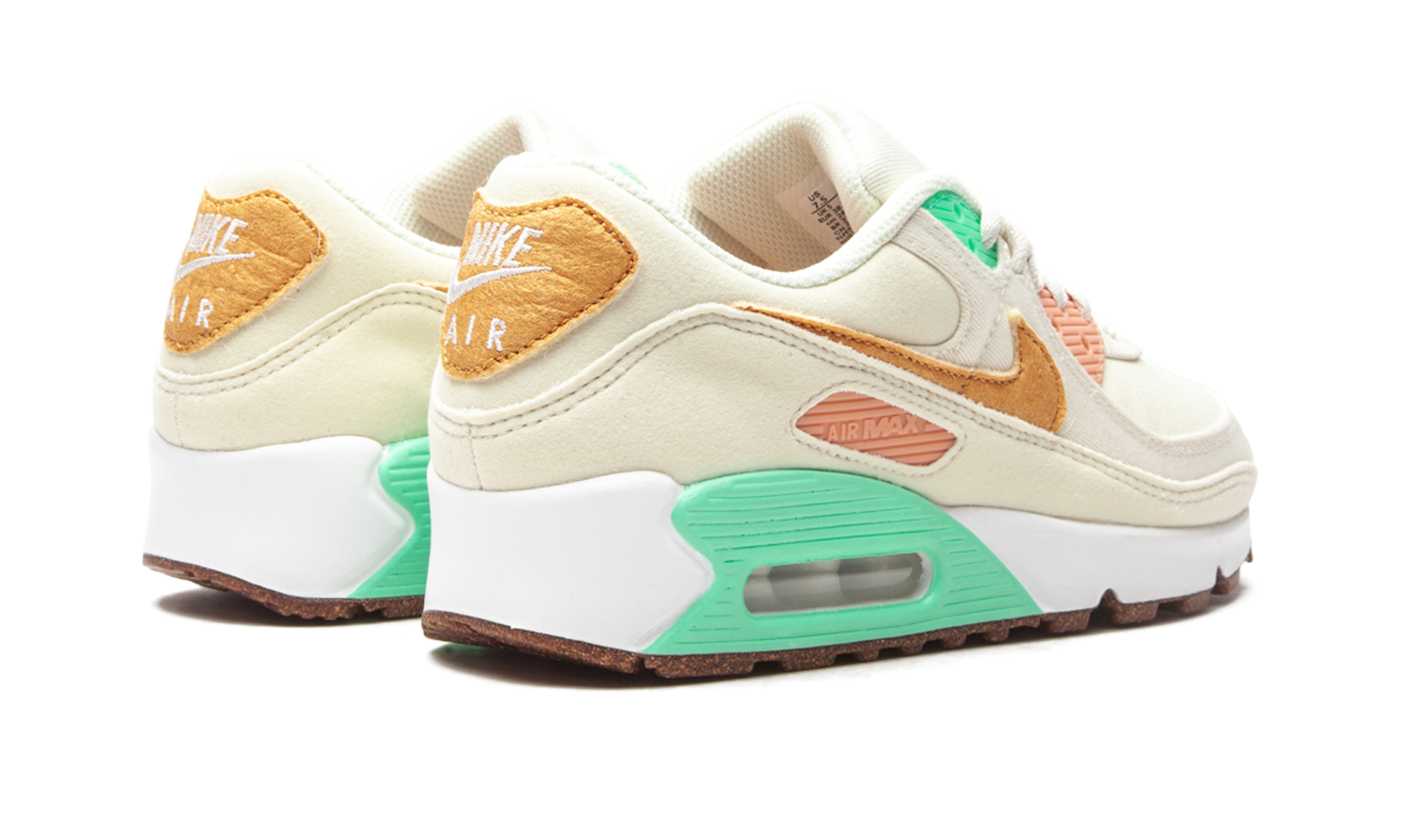 nike air max 90 happy pineapple women s+DC5211-100+diagnol right behind view