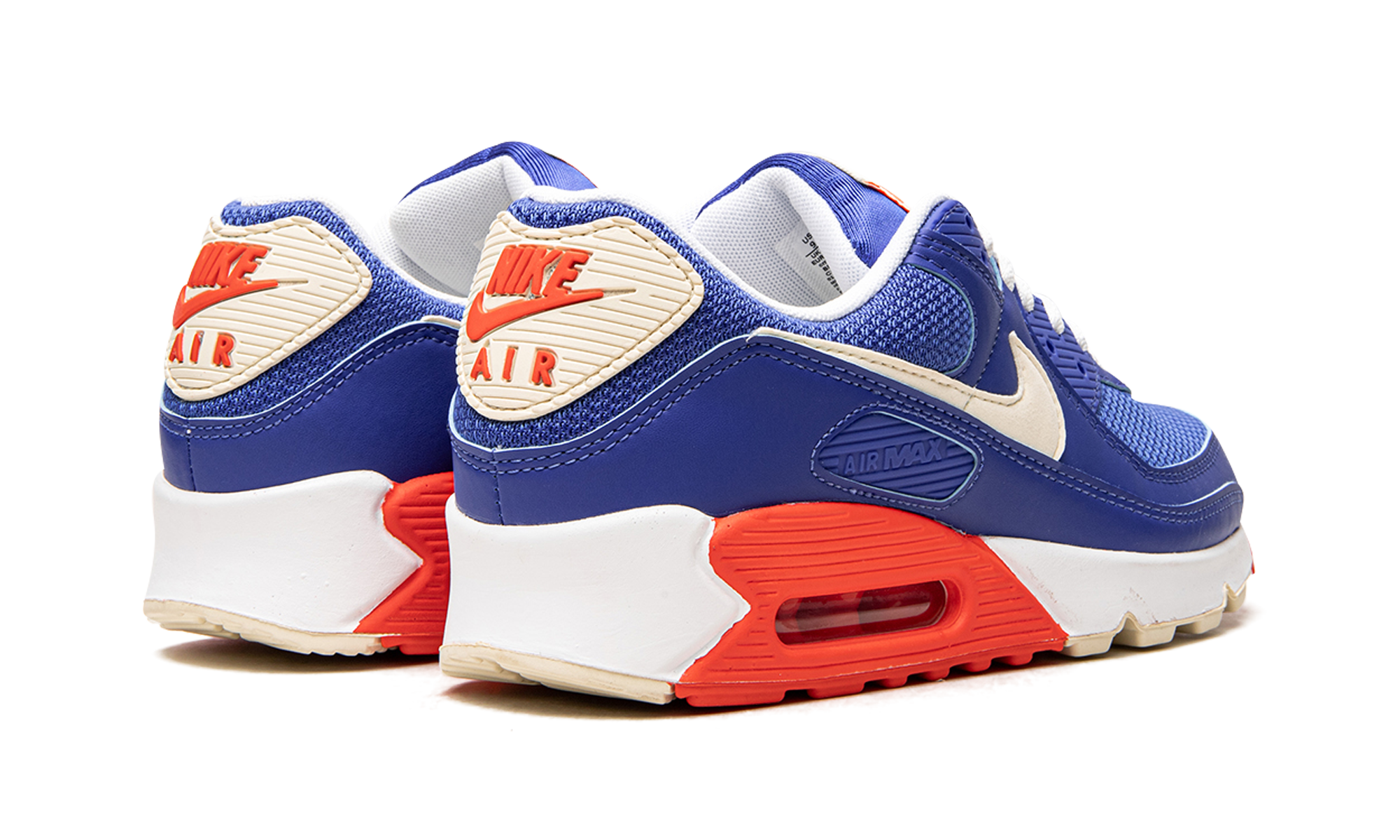 nike air max 90 hyper royal crimson+DM8316-400+diagnol right behind view