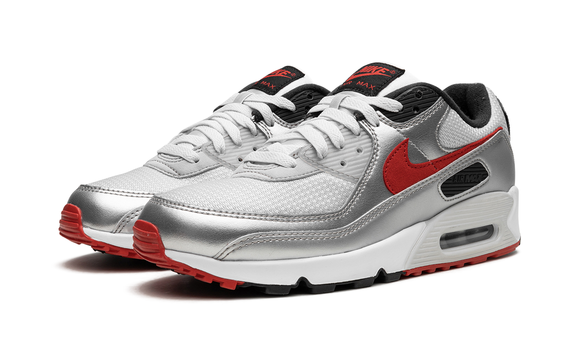 nike air max 90 icons silver bullet+DX4233-001+diagnol left view