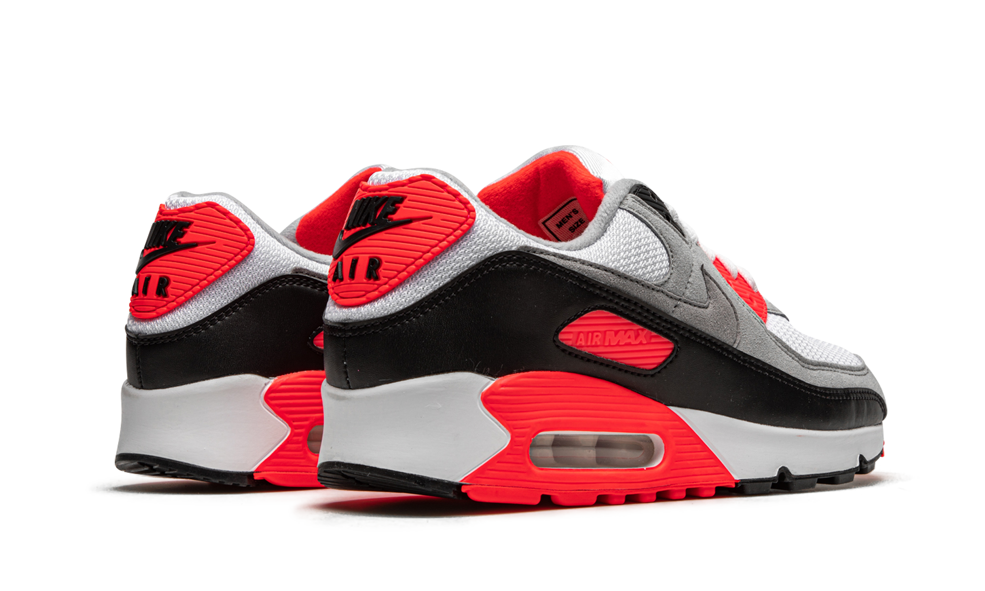 nike air max 90 infrared 2020+CT1685-100+diagnol right behind view