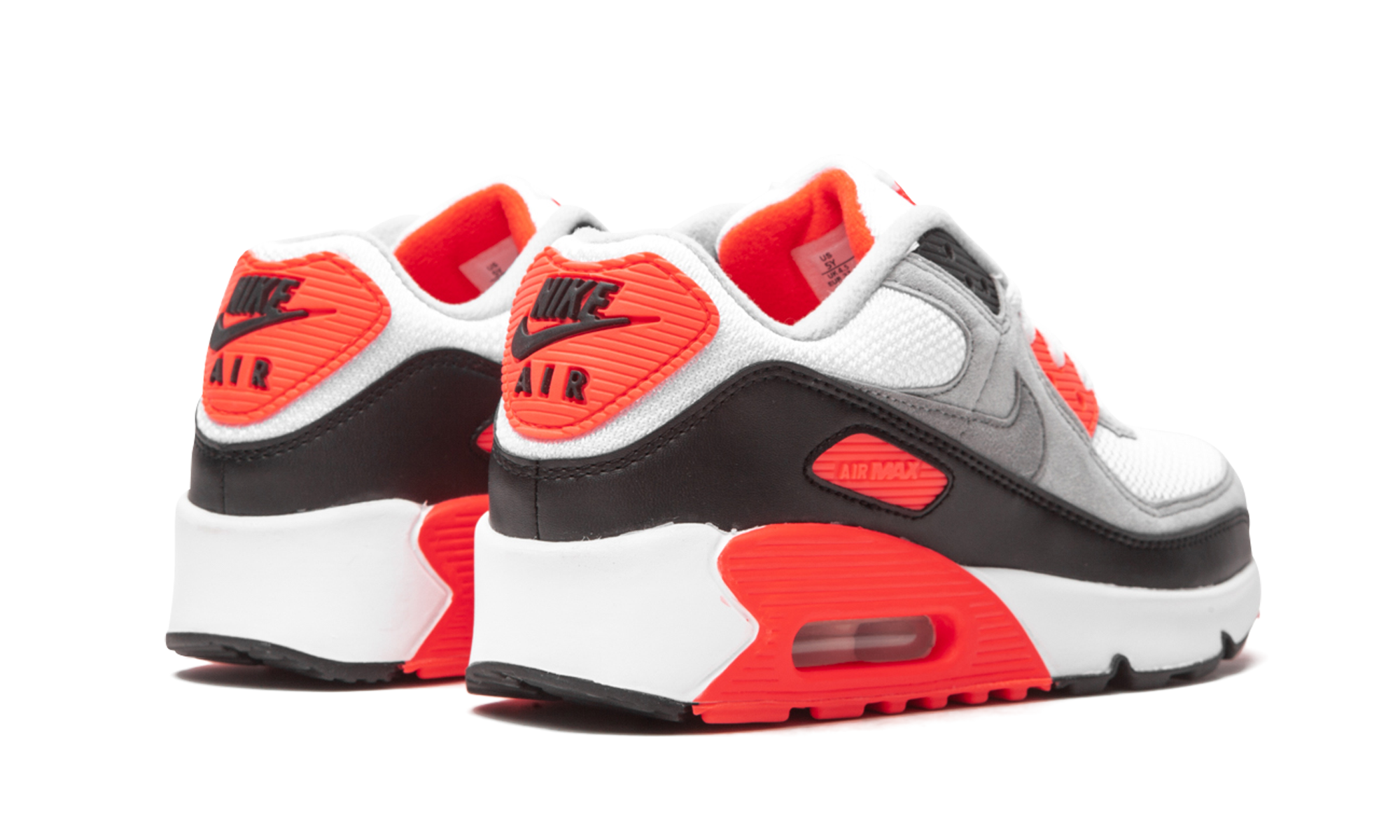 nike air max 90 infrared 2020 gs+DC8334-100+diagnol right behind view