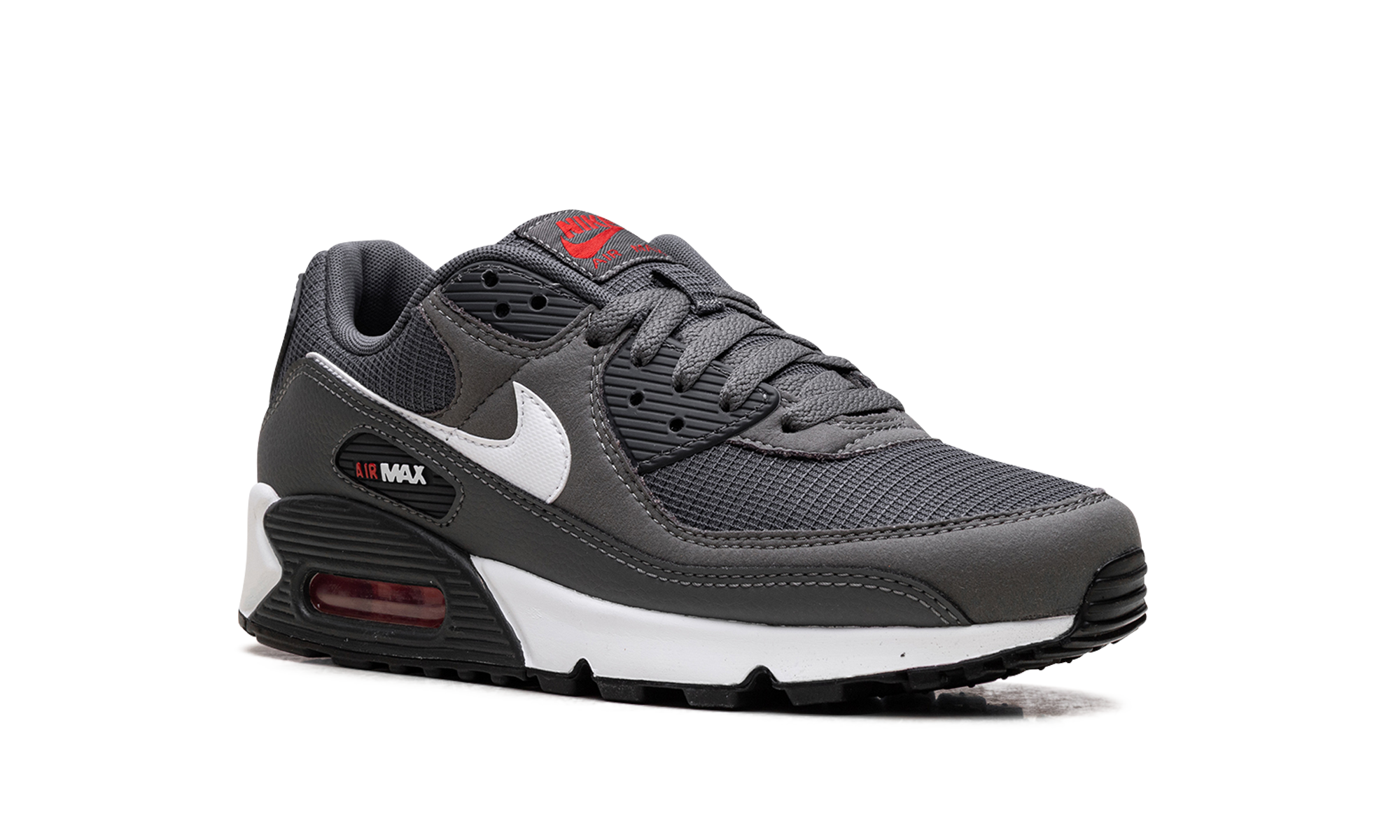 nike air max 90 iron grey university red+DR0145-003+diagnol right view
