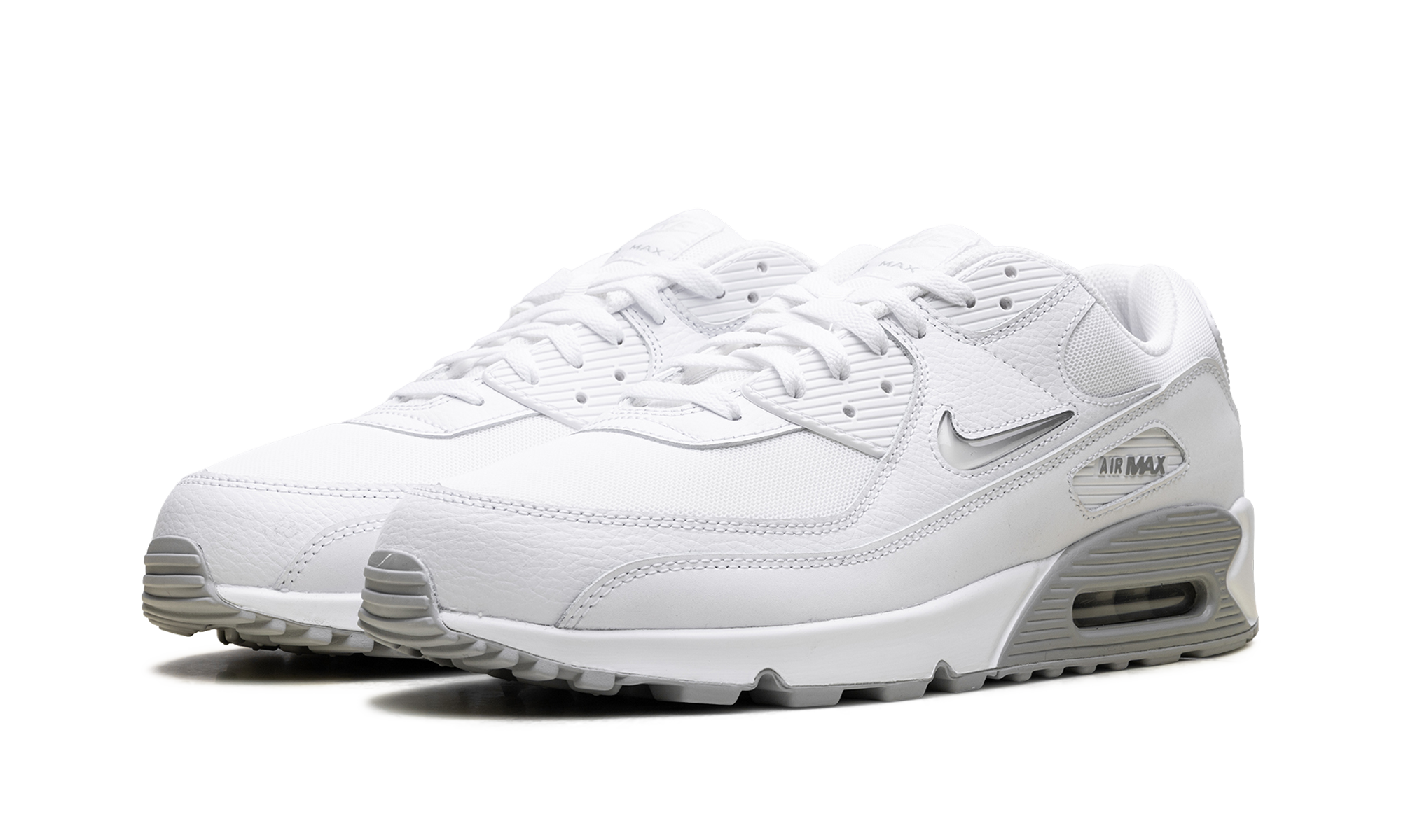 nike air max 90 jewel light smoke grey+FN8005-100+diagnol left view