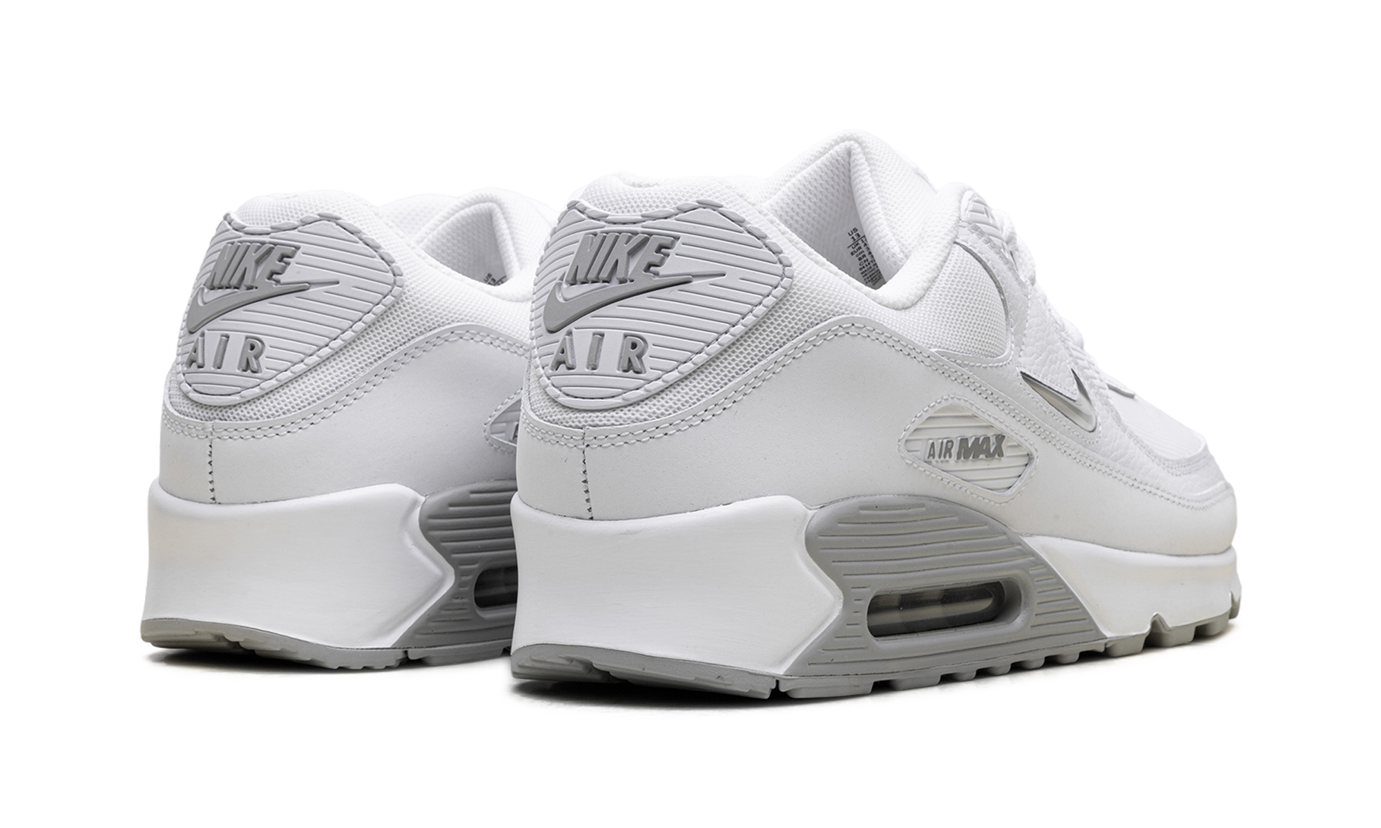 nike air max 90 jewel light smoke grey+FN8005-100+diagnol right behind view