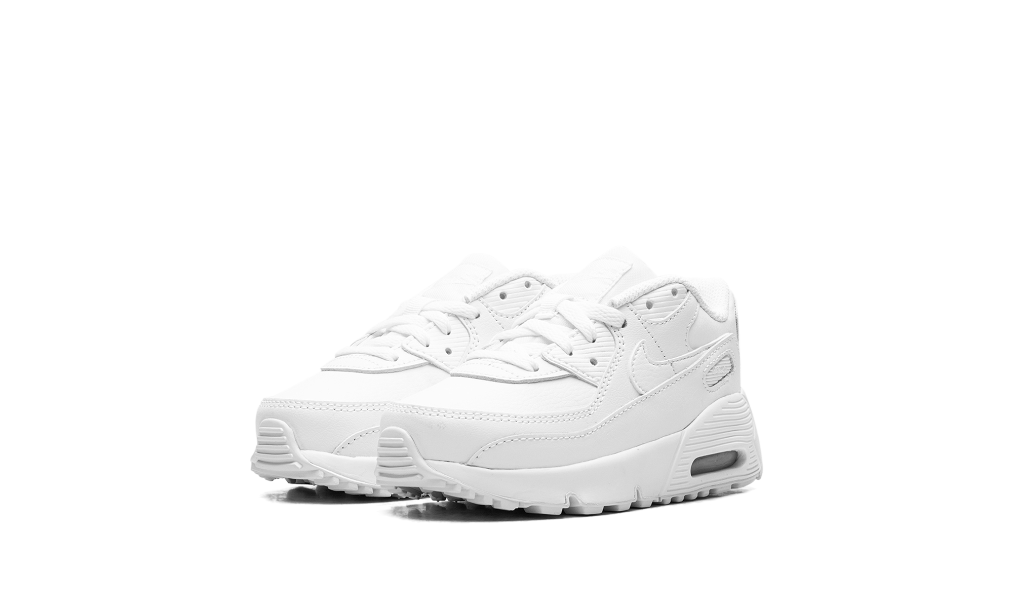 nike air max 90 leather triple white td+CD6868-100+diagnol left view