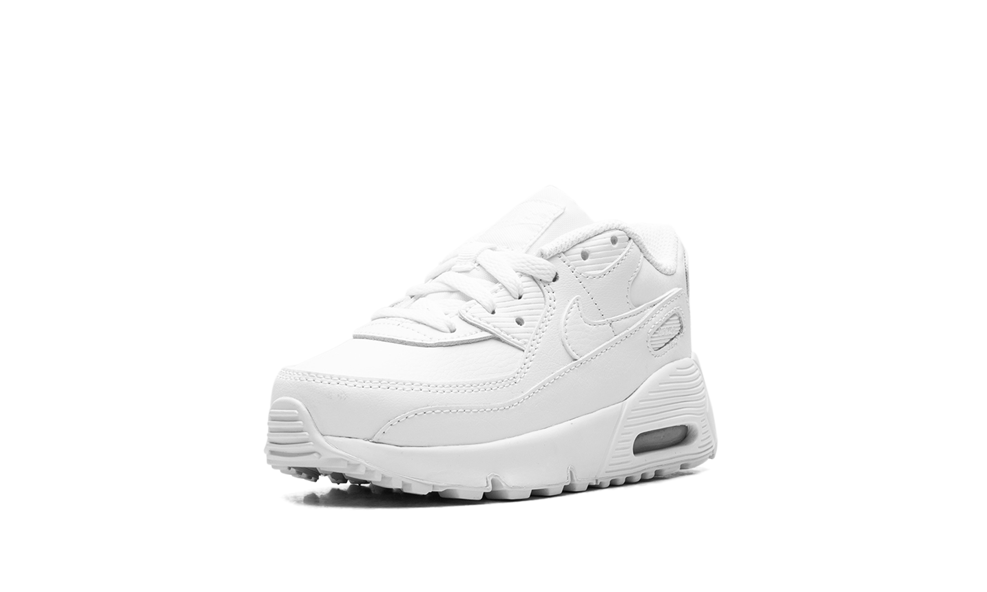 nike air max 90 leather triple white td+CD6868-100+left diagnol single view