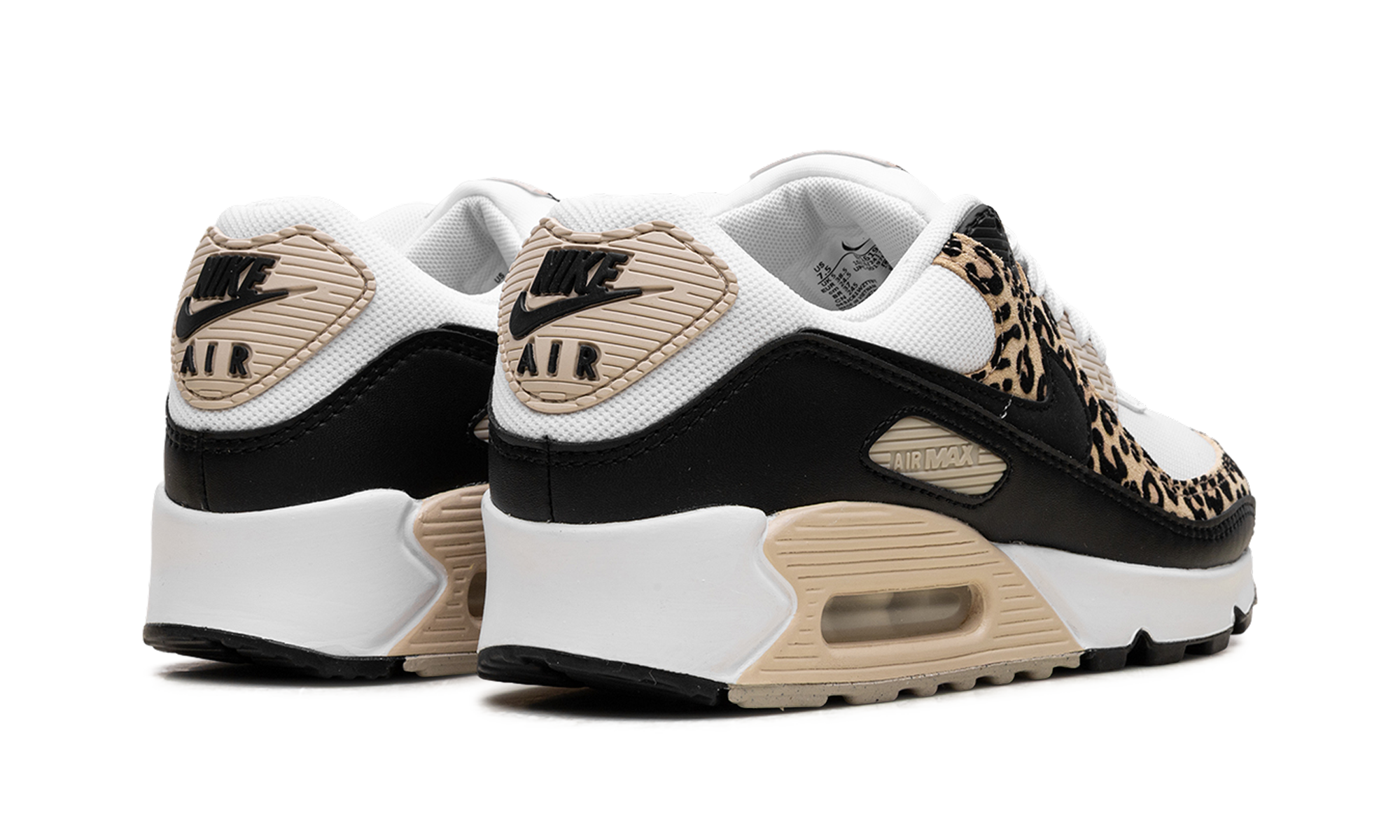 nike air max 90 leopard sanddrift black women s+IF1619-100+diagnol right behind view