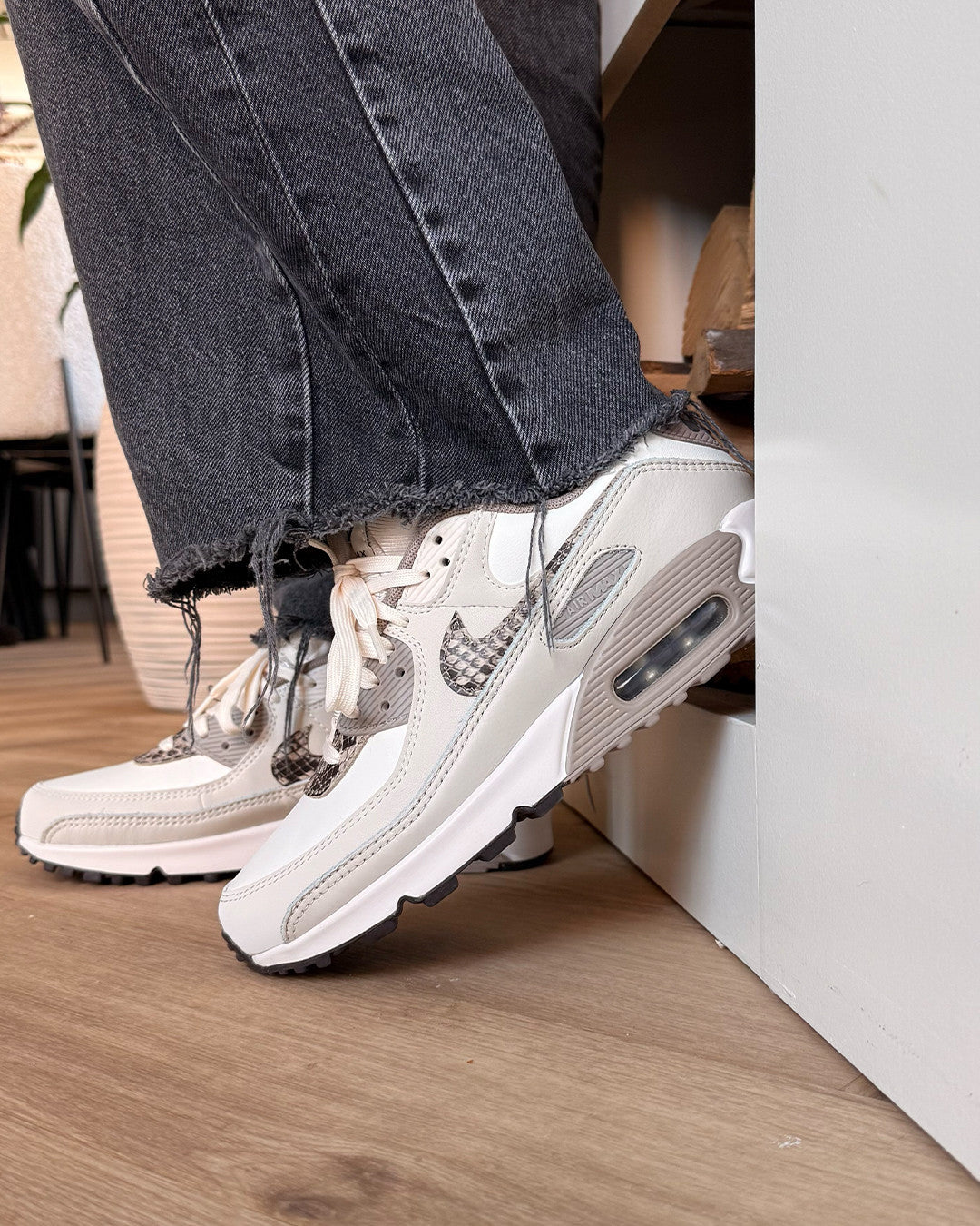 Nike Air Max 90 Light Pink Snakeskin (Women's), Lifestyle View 4, SKU HV4915-100