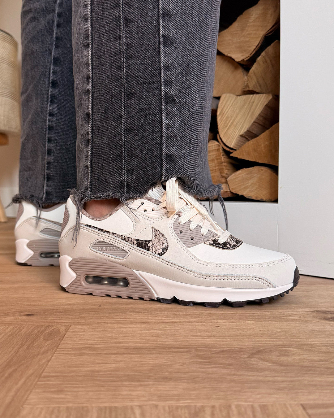 Nike Air Max 90 Light Pink Snakeskin (Women's), Lifestyle View 3, SKU HV4915-100