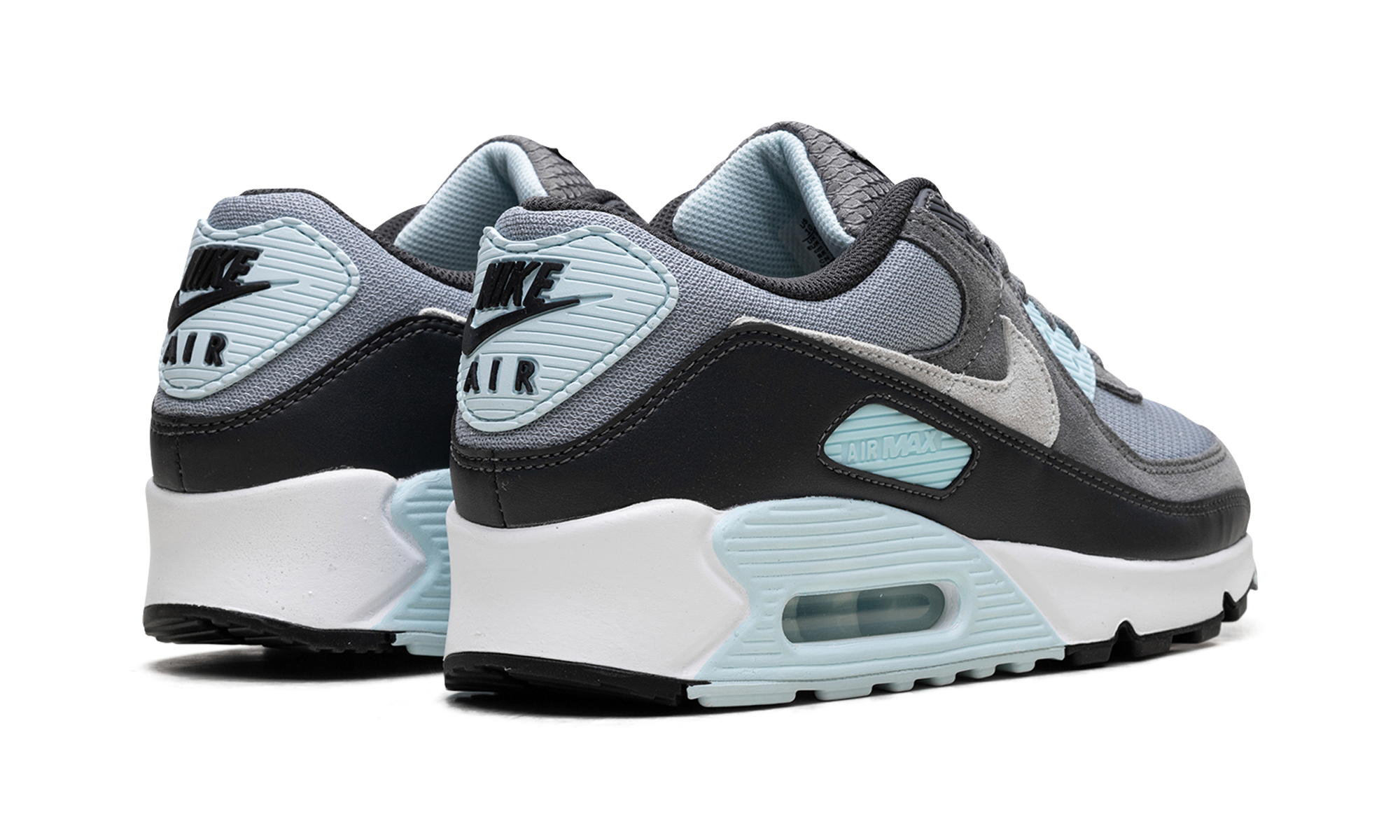 nike air max 90 light pumice smoke grey+DM0029-009+diagnol right behind view