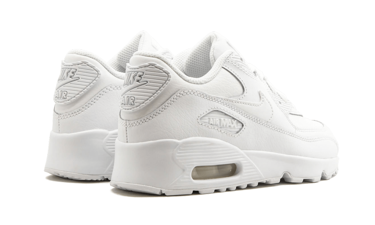 nike air max 90 ltr white ps+833414-100+diagnol right behind view