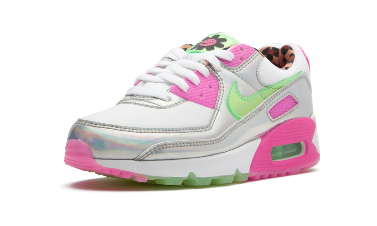 nike air max 90 lx daisy leopard iridescent women s+CQ2559-100+left diagnol single view