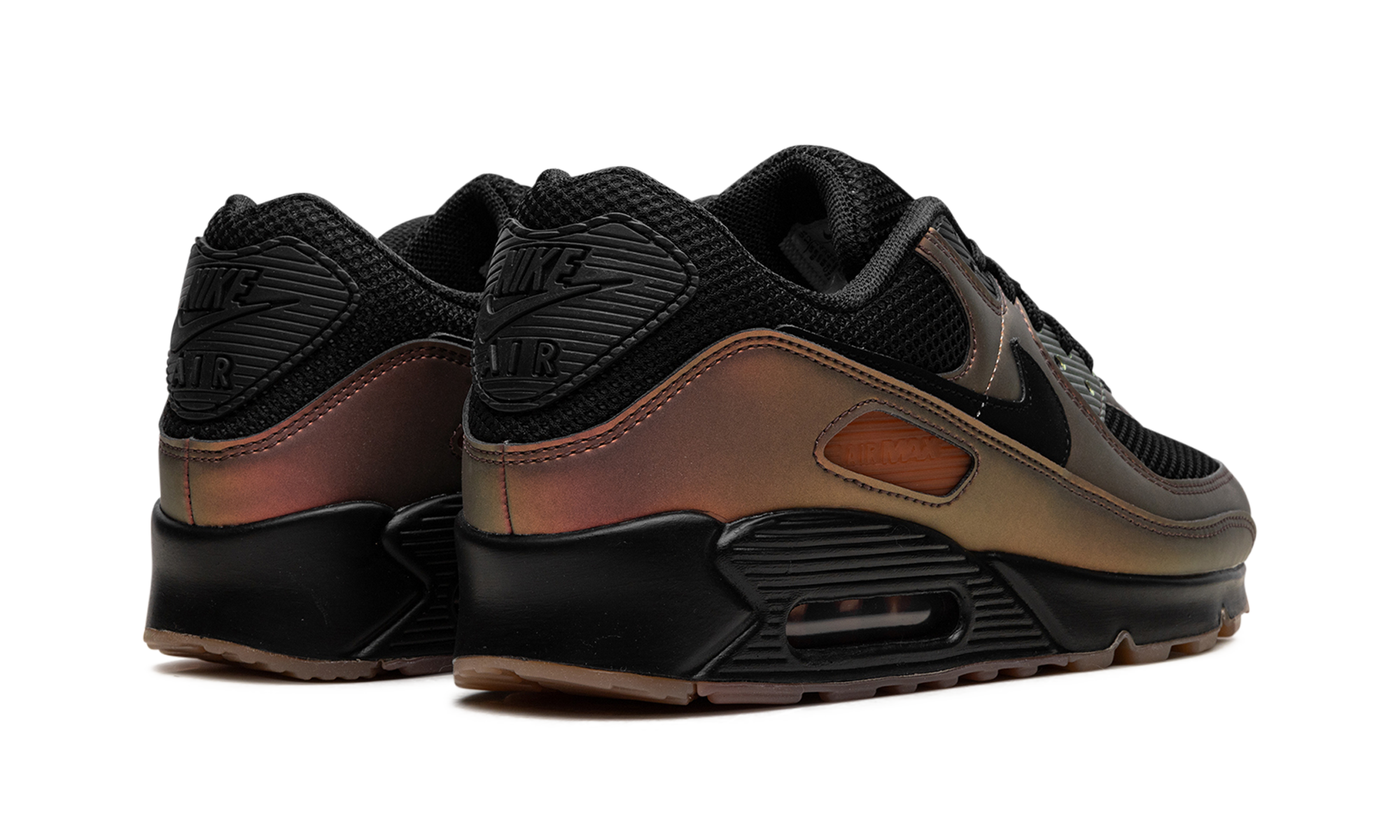 nike air max 90 metallic copper+HQ4042-001+diagnol right behind view