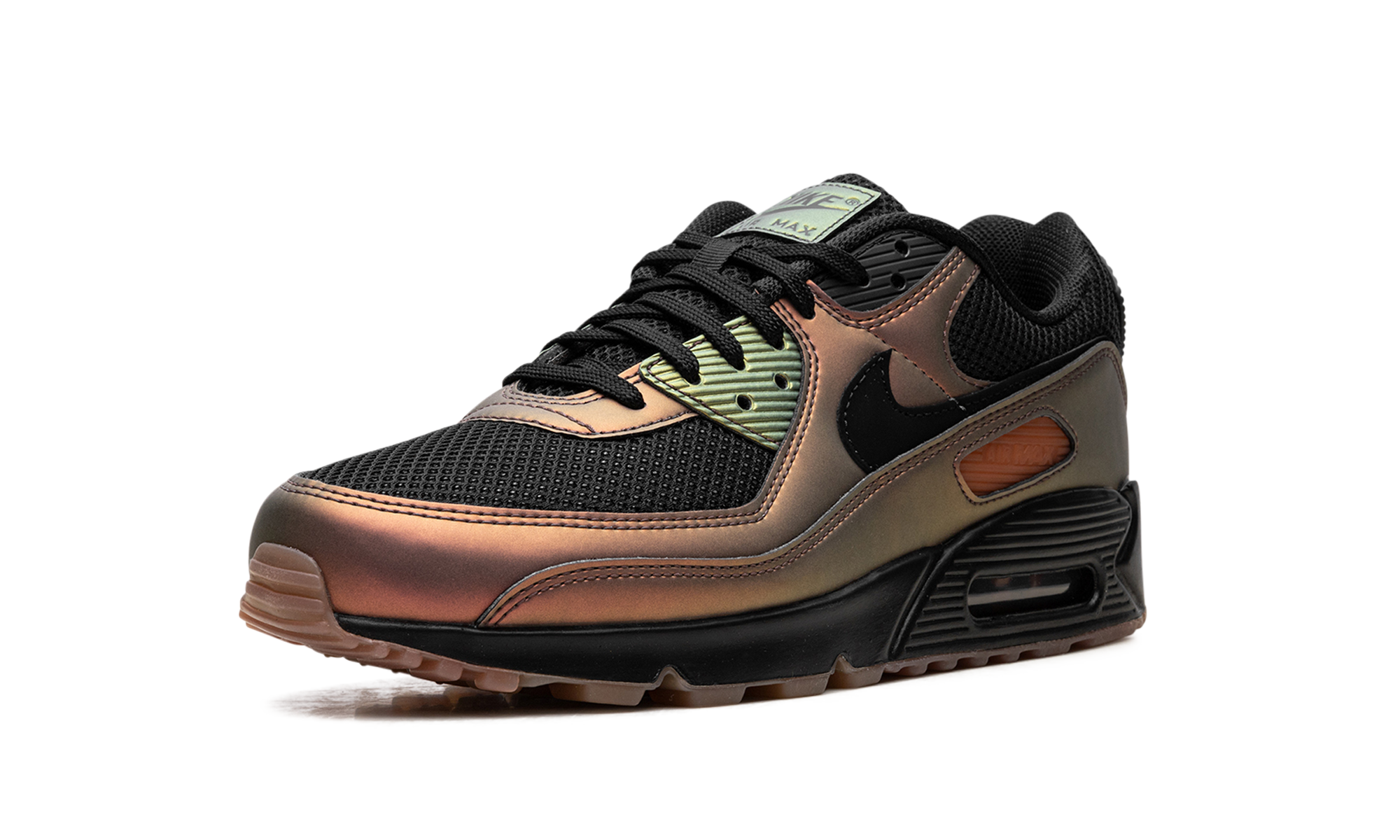 nike air max 90 metallic copper+HQ4042-001+left diagnol single view