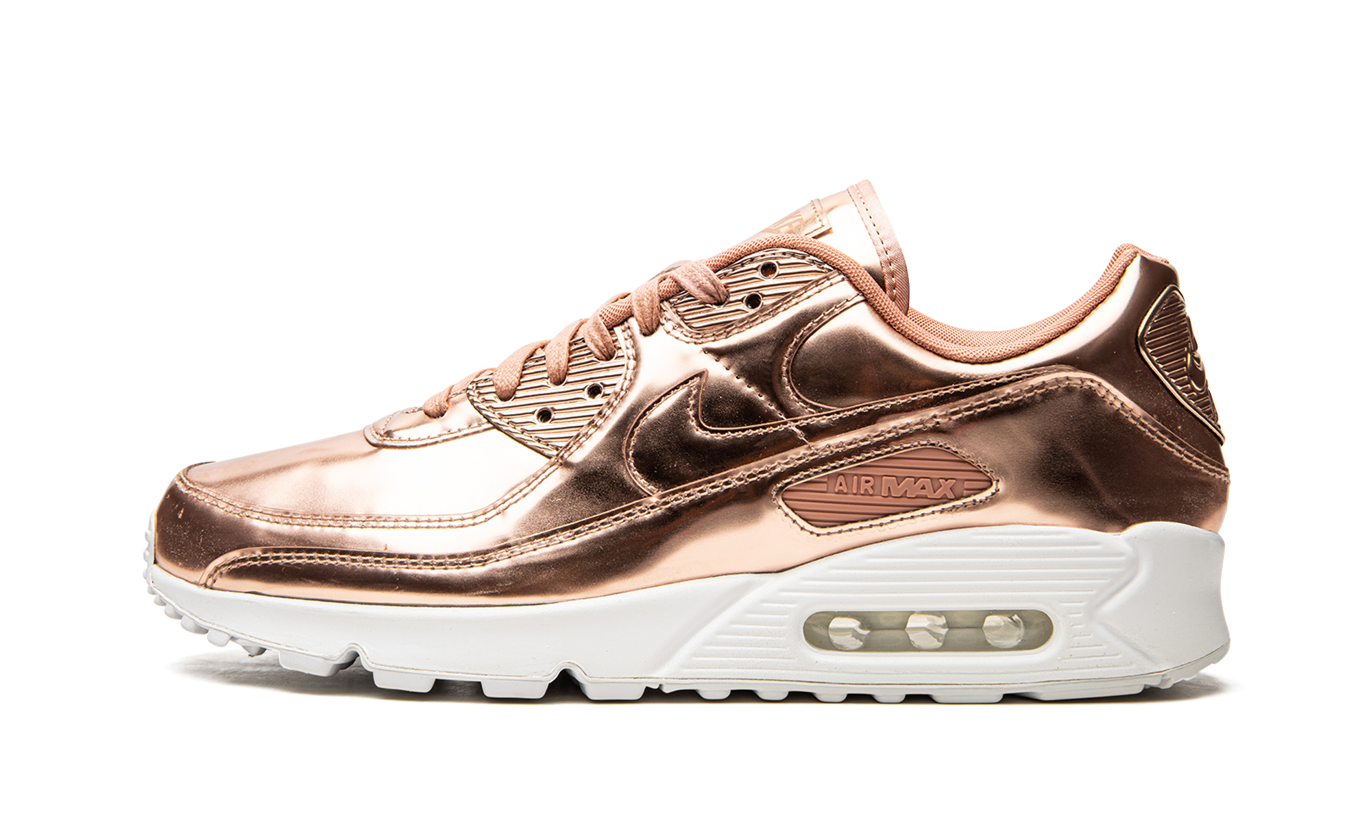 nike air max 90 metallic rose gold 2020 women s+CQ6639-600+diagnol right view 1