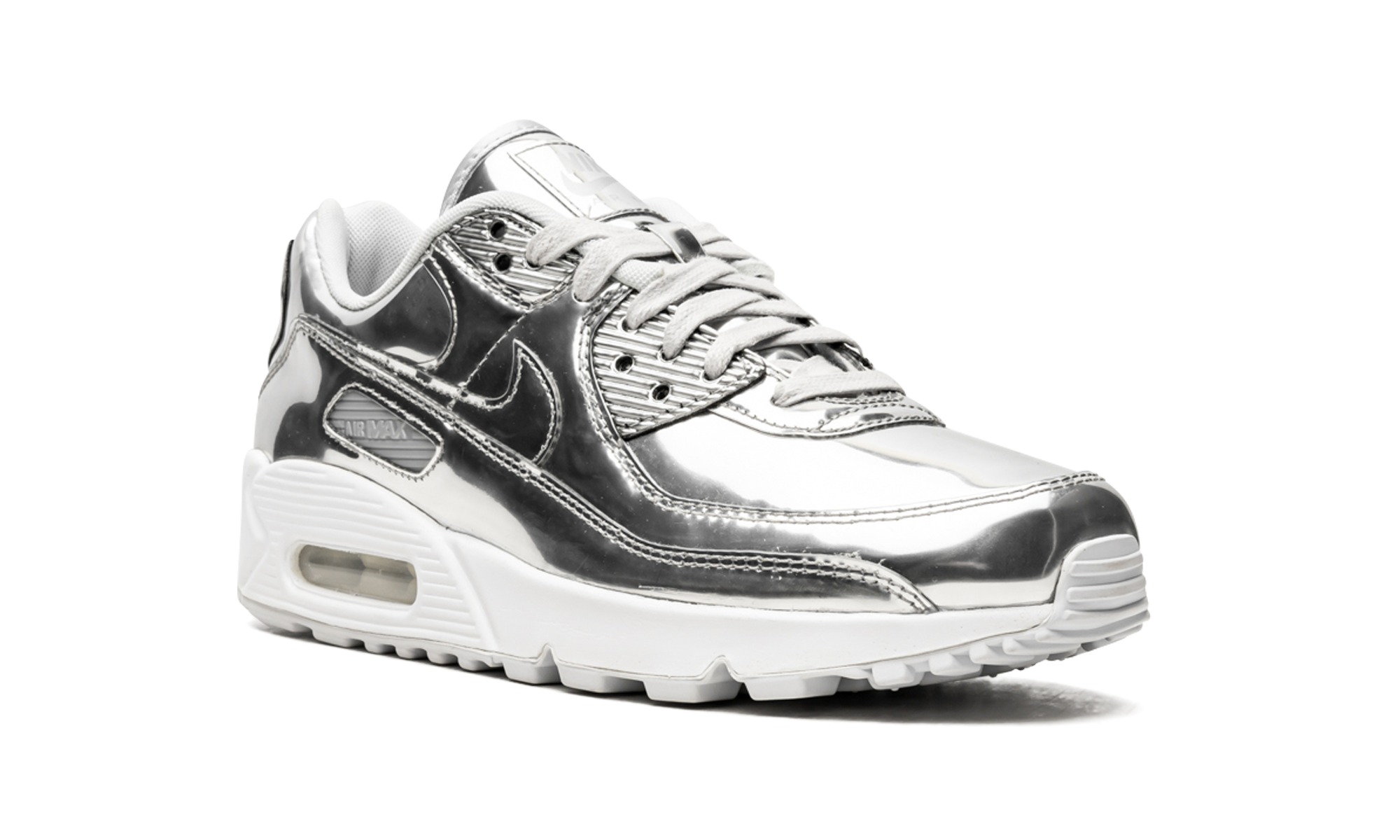 nike air max 90 metallic silver 2020 women s+CQ6639-001+diagnol right view