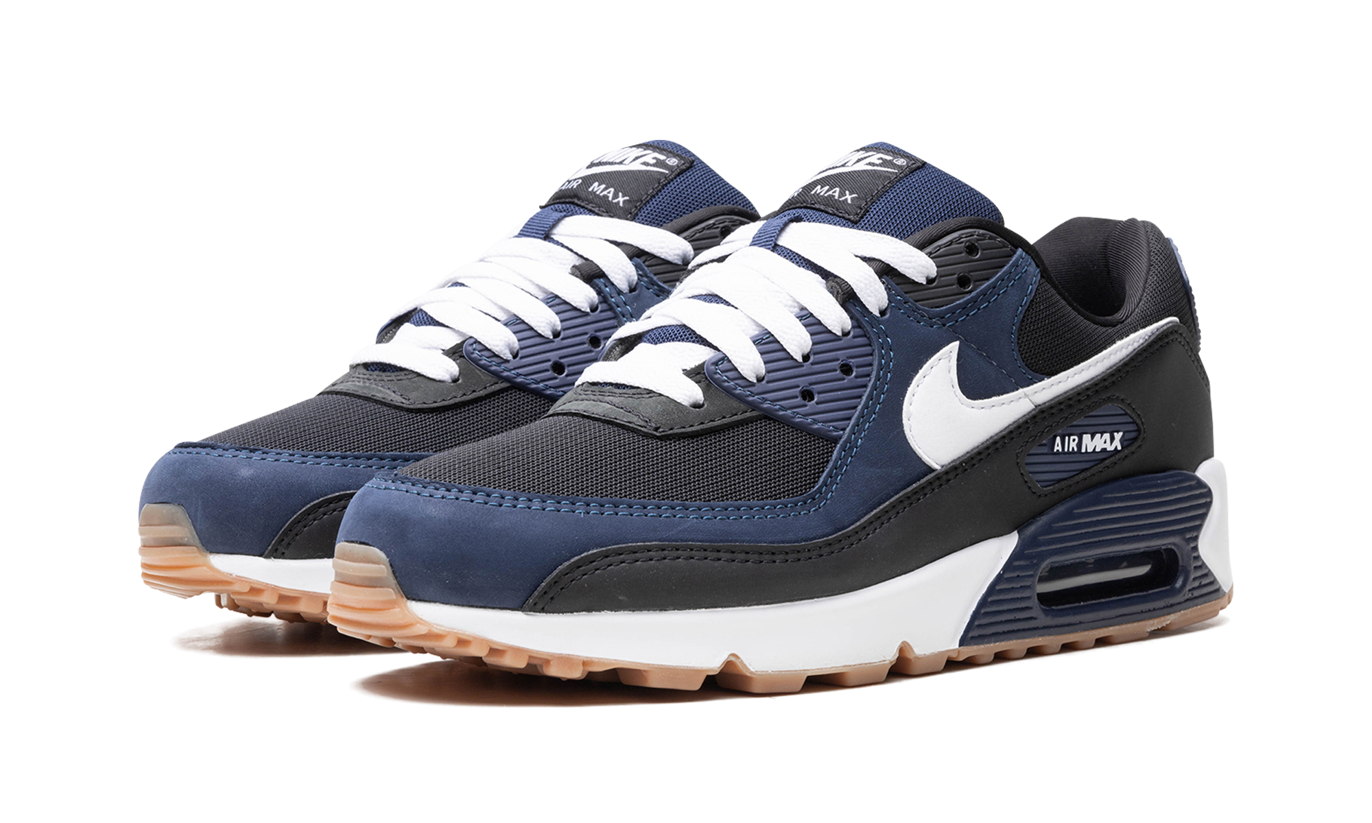 nike air max 90 midnight navy gum+FB9658-400+diagnol left view