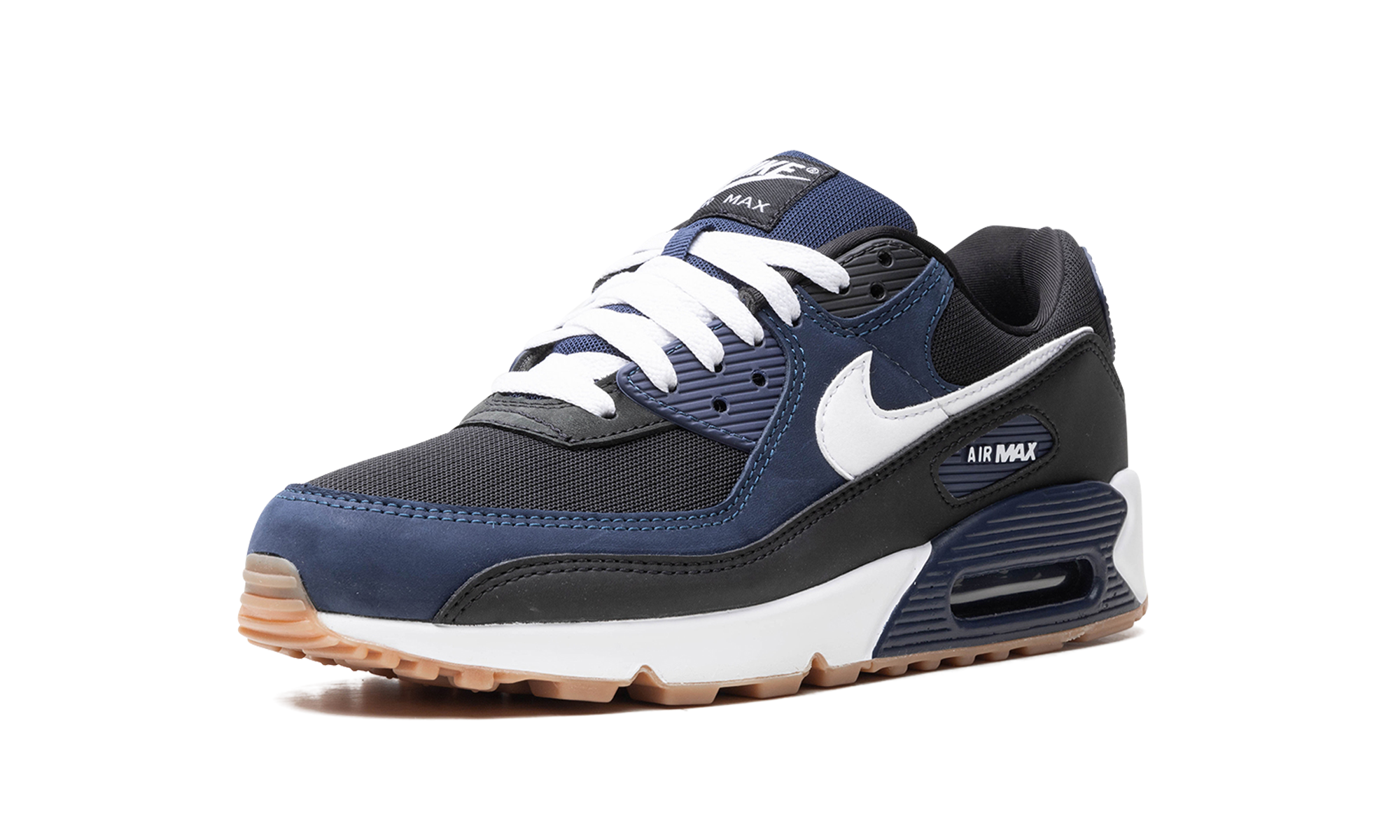 nike air max 90 midnight navy gum+FB9658-400+left diagnol single view