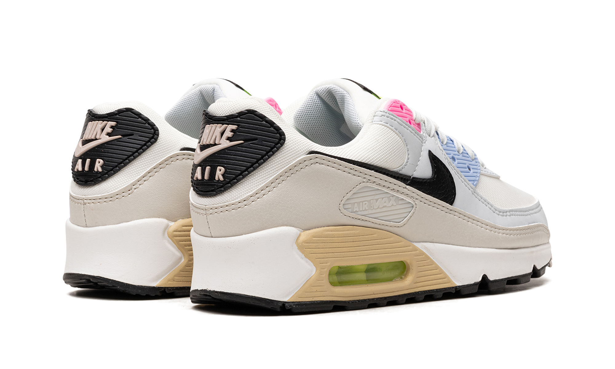 nike air max 90 multi color pastel women s+DQ0374-100+diagnol right behind view