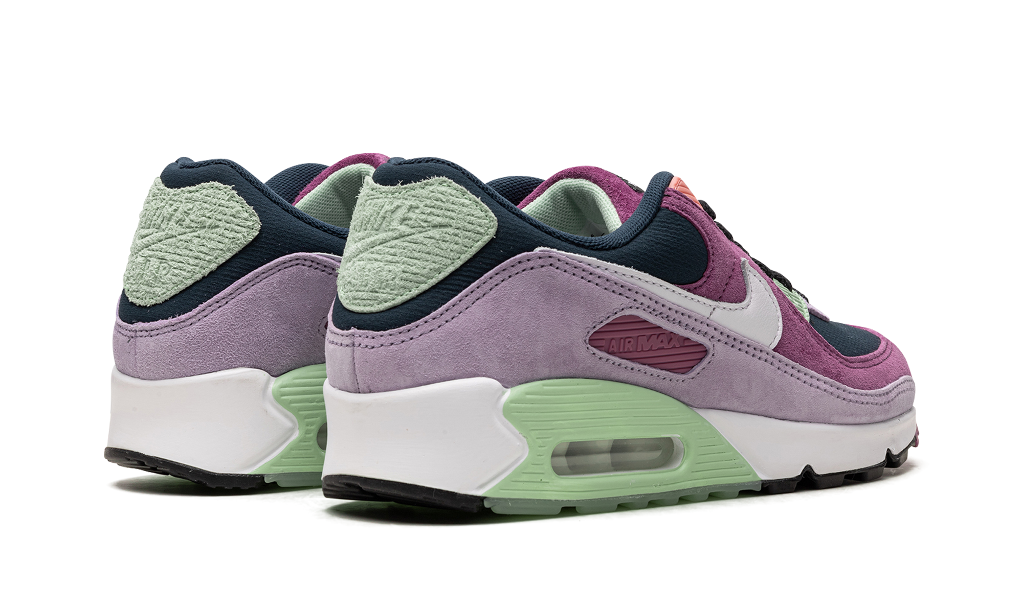 nike air max 90 nrg light bordeaux armory navy+DM0035-500+diagnol right behind view