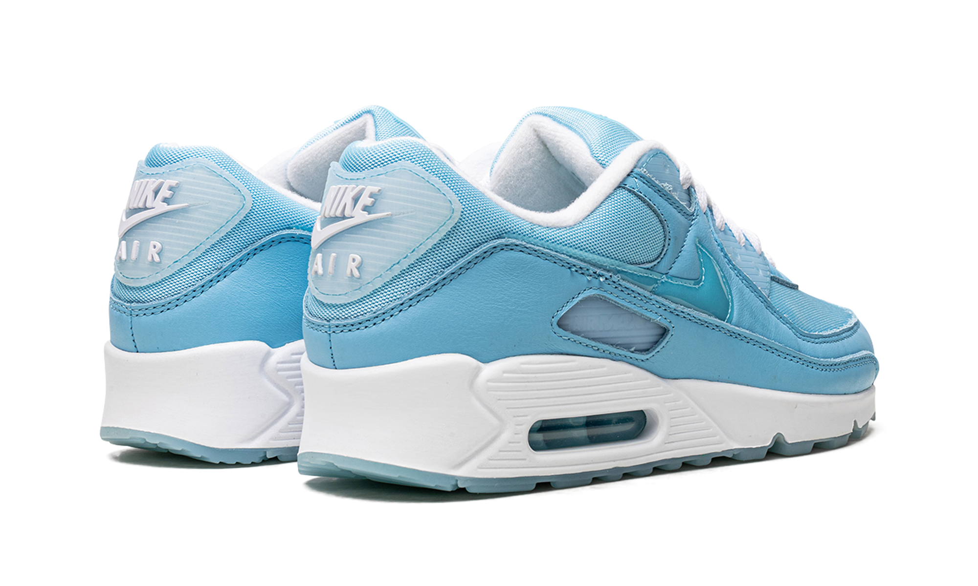 nike air max 90 ocean bliss+FD0734-442+diagnol right behind view