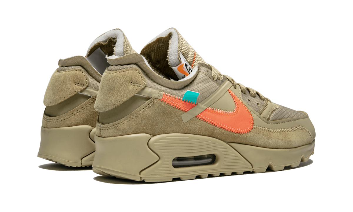 nike air max 90 off white desert ore+AA7293-200+diagnol right behind view