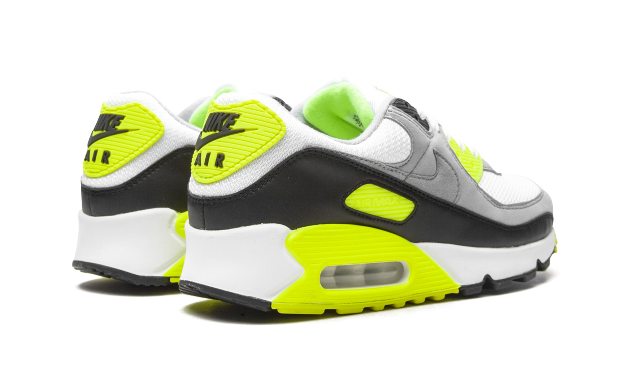 nike air max 90 og volt 2020+CD0881-103+diagnol right behind view
