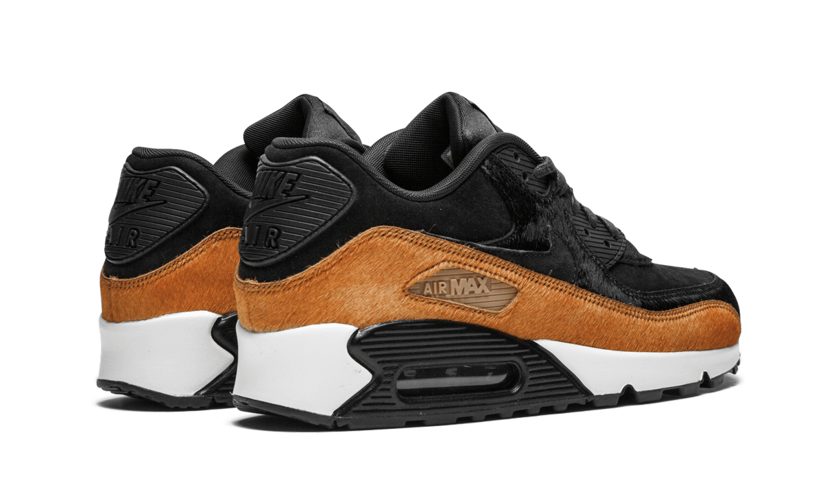 nike air max 90 pony tar black women s+898512-005+diagnol right behind view