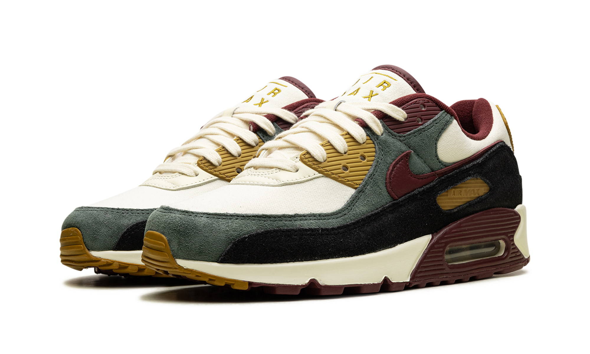 nike air max 90 premium coconut milk vintage green+HQ3609-113+diagnol left view