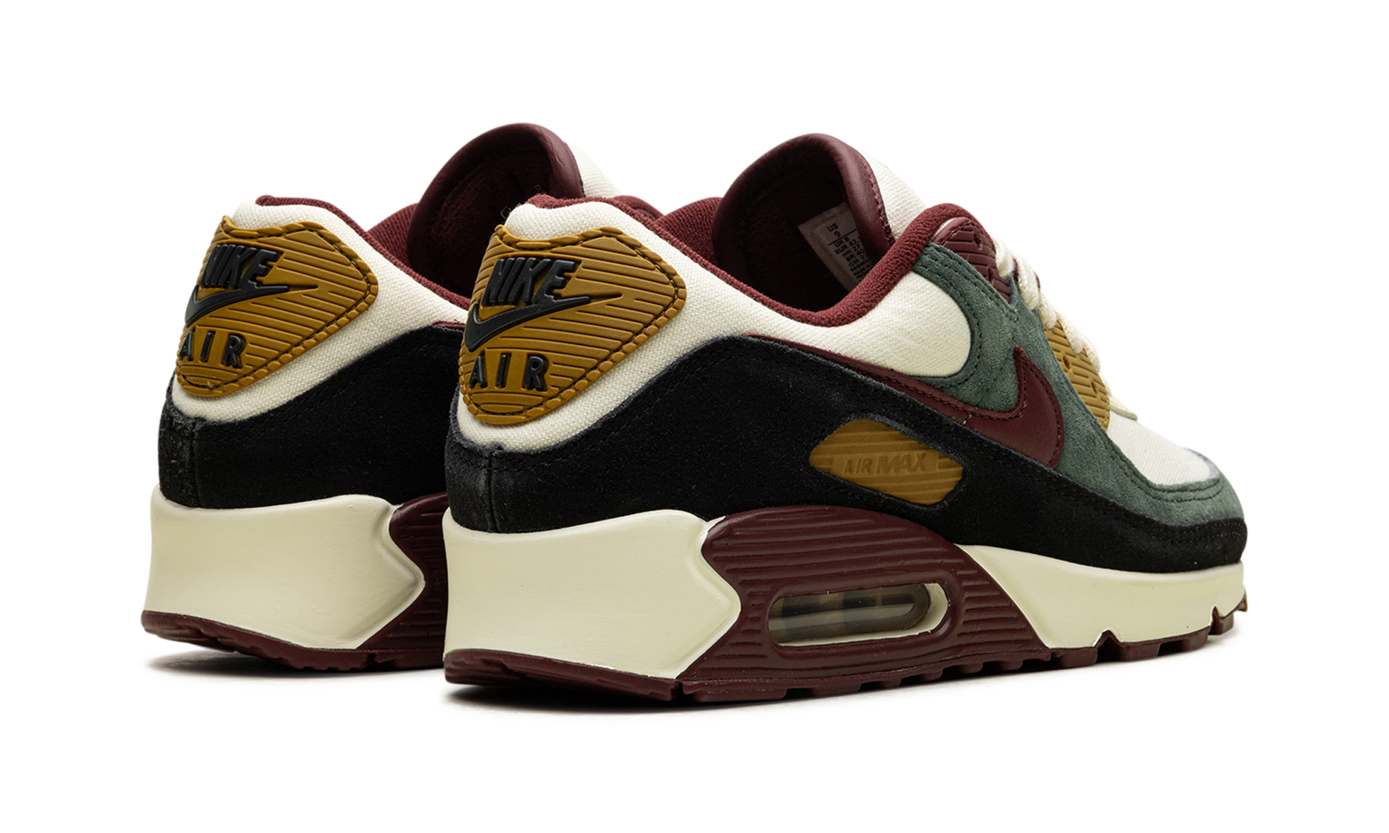 nike air max 90 premium coconut milk vintage green+HQ3609-113+diagnol right behind view