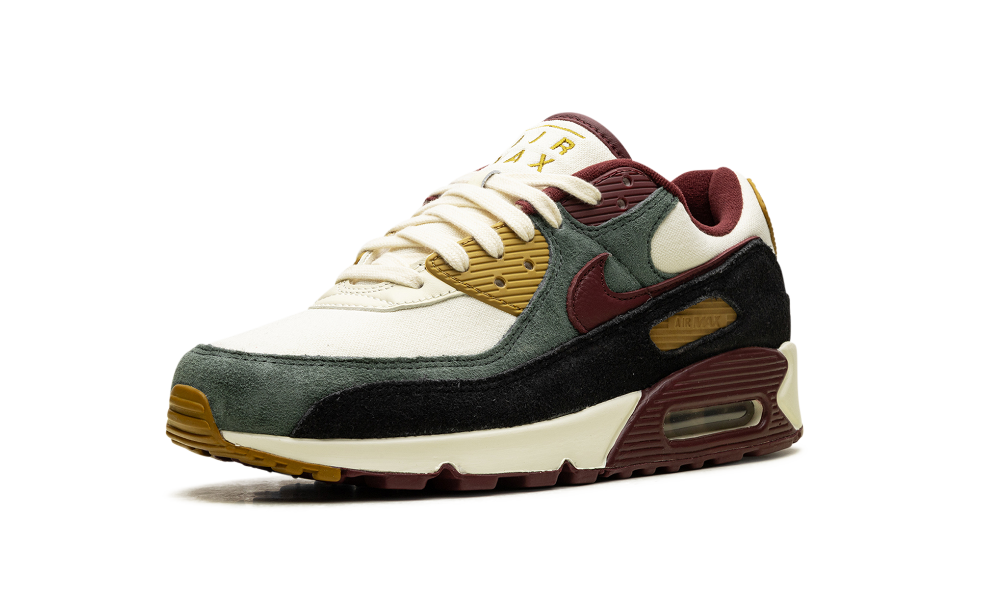 nike air max 90 premium coconut milk vintage green+HQ3609-113+left diagnol single view