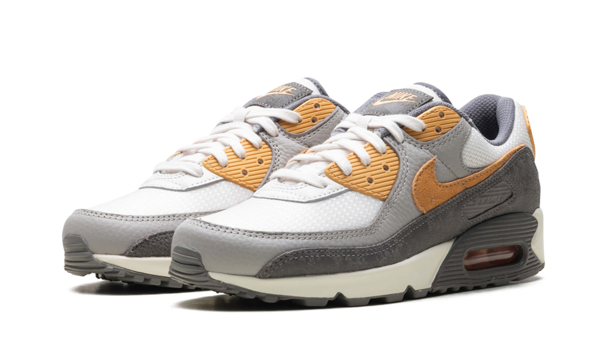 nike air max 90 premium flat pewter college grey phantom copper moon+IB7467-029+diagnol left view